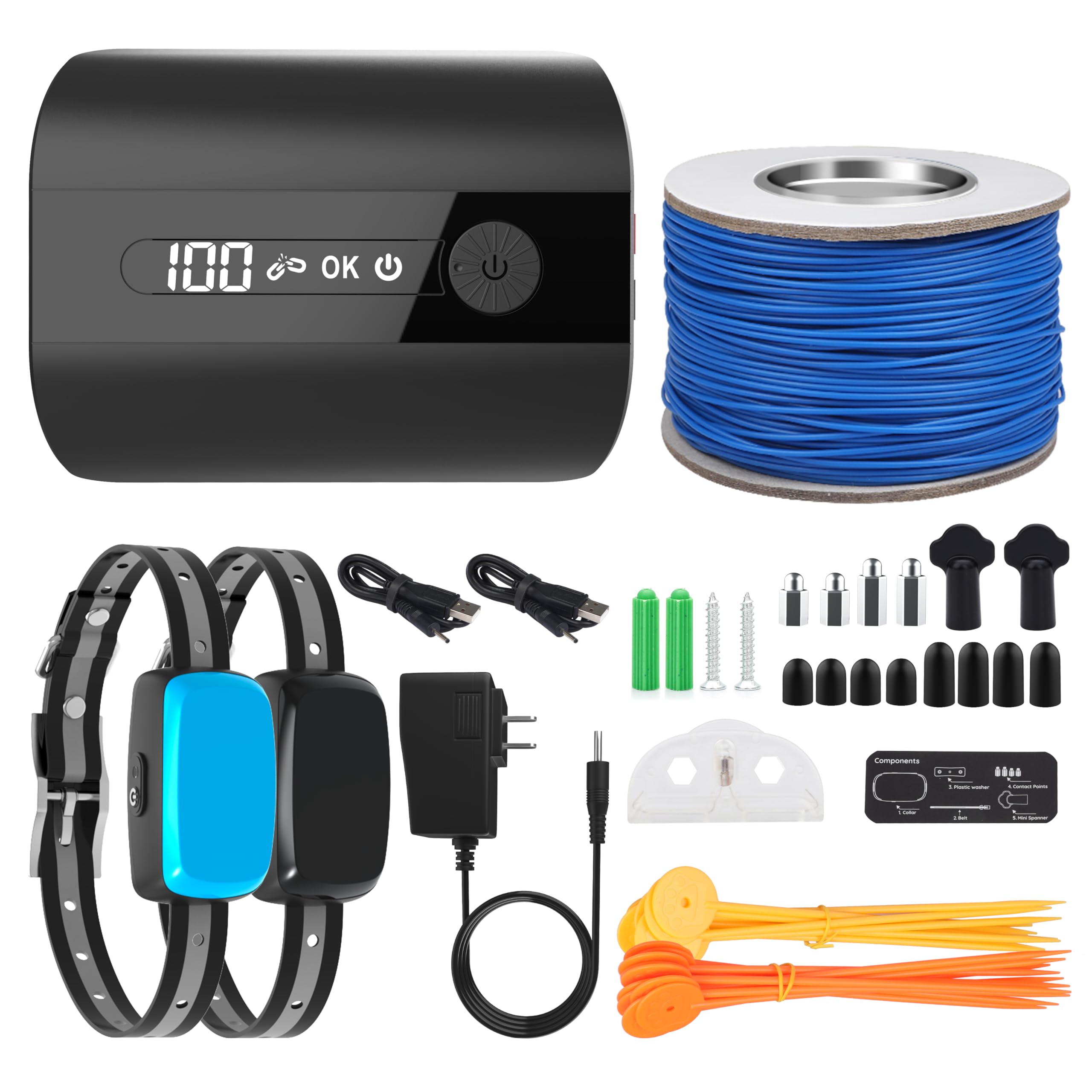 Jewyow Electric Dog Fence - Underground & Wireless Pet Containment System with 2 Waterproof Collars (15lb+ Dogs) - Tone/Shock Modes for Safe Yard Training | Ideal for Backyard, Garden & Large Outdoor Spaces