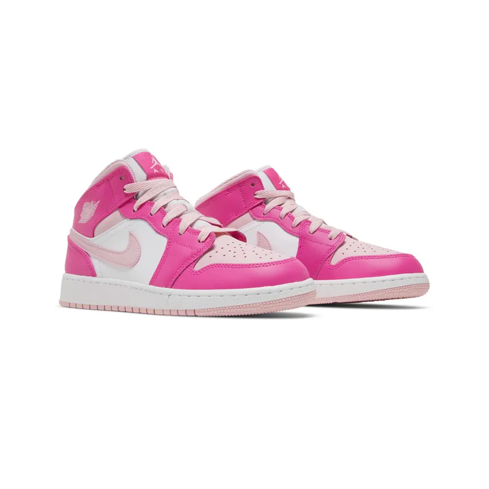 Air Jordan 1 Mid 'Fierce Pink' GS Basketball Shoes for Girls - Stylish Pink Sneakers for School, Sports & Streetwear Fashion