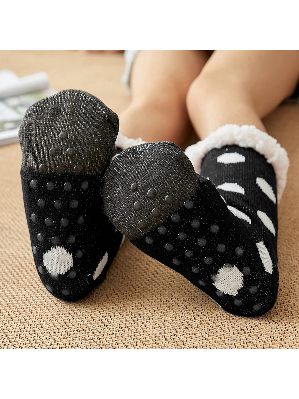Century Star Non-Slip Grip Slipper Socks for Women - Warm Fuzzy Fluffy House Socks - Perfect for Winter, Christmas Gifts & Cozy Home Wear