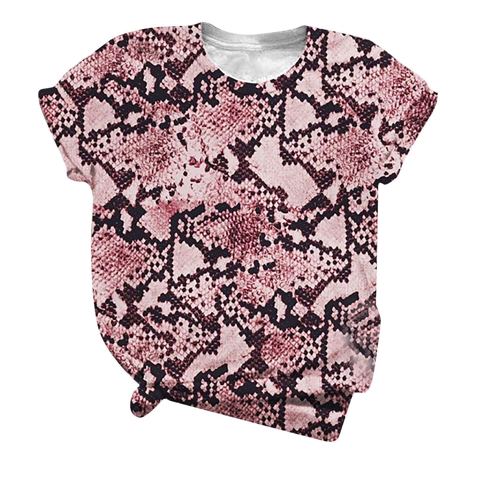 Women's Short Sleeve Crew Neck Loose Fit Casual T-Shirt | Summer Comfortable Soft Leopard Print Tunic Blouse | Perfect for Daily Wear, Weekend Outings & Vacation