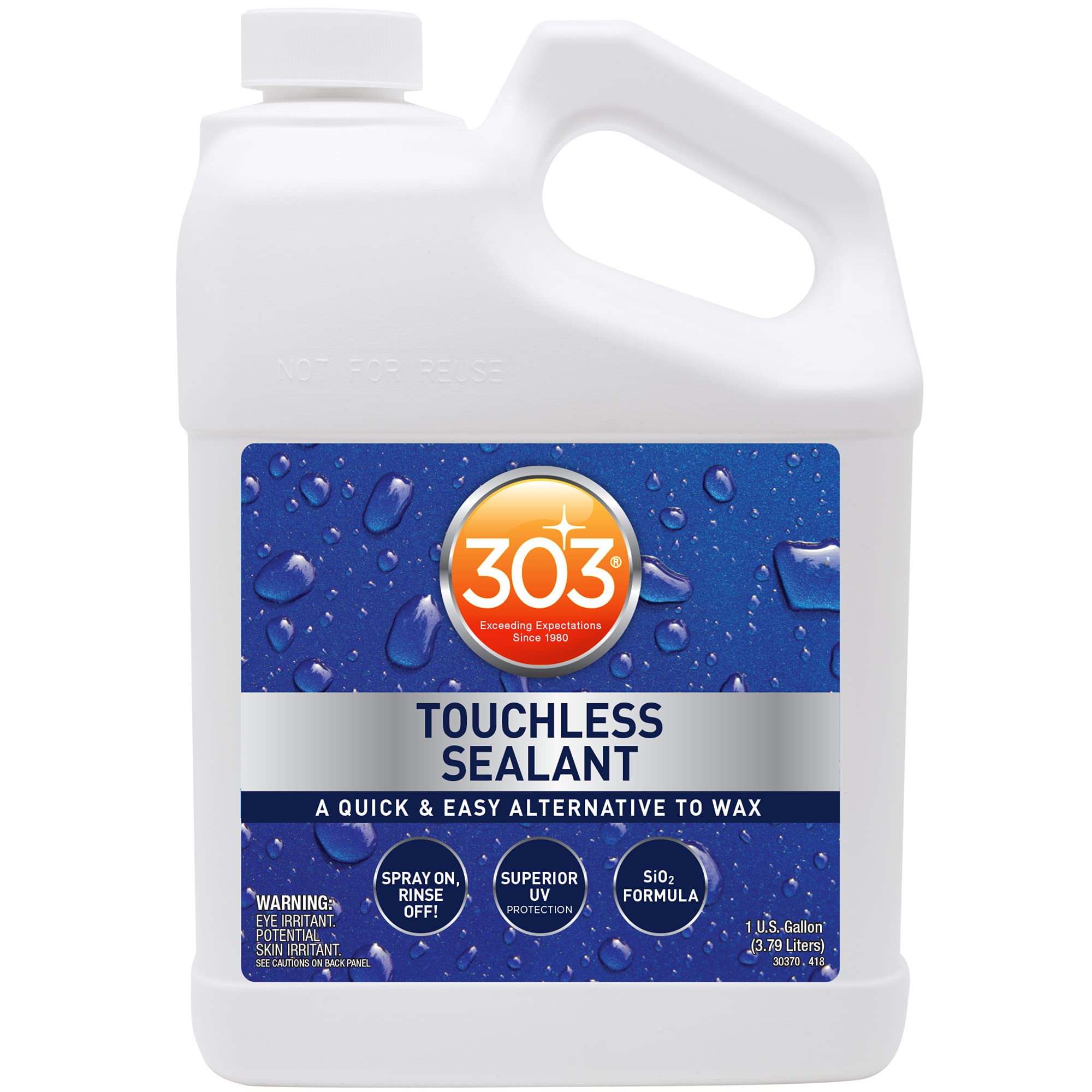 303 Touchless Sealant with SiO2 Technology - Water Activated Paint & Glass Protection Spray - Spray On, Rinse Off, Easy Refill for Trigger Spray Bottles (1 Gallon) - Perfect for Car Detailing, RV & Boat Maintenance, Home Glass Protection