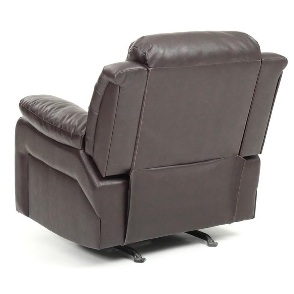 Glory Furniture Daria Faux Leather Rocker Recliner Chair - Dark Brown Living Room Reclining Chair for Relaxation & Comfort