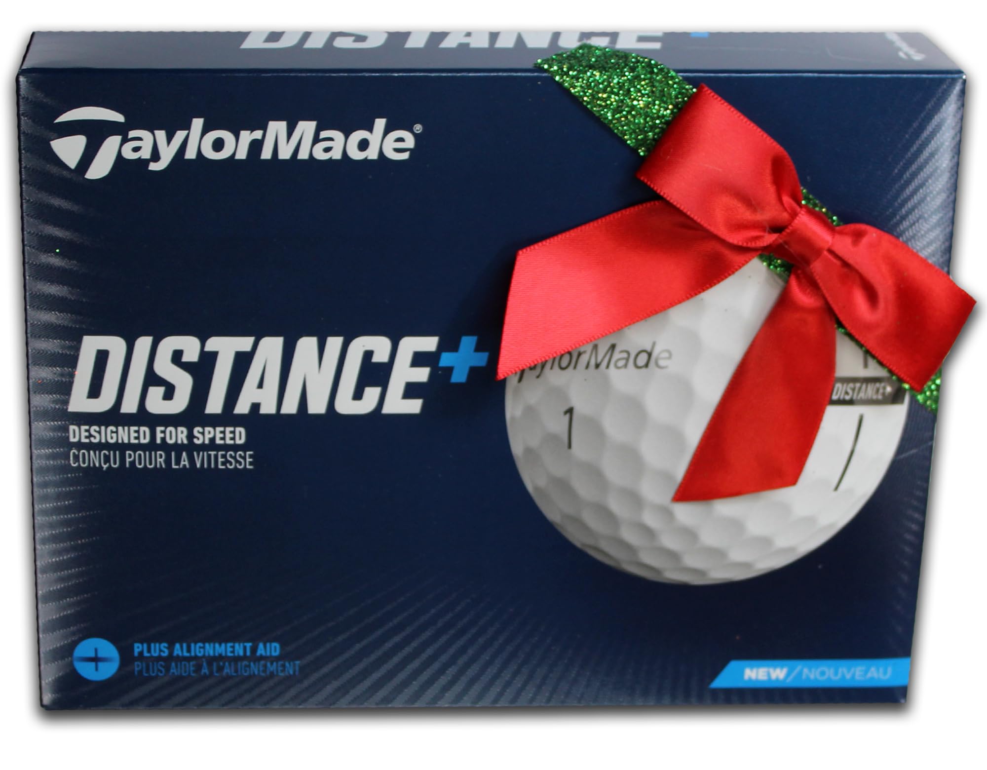 TaylorMade Distance+ Personalized Golf Balls 12-Pack - Custom Logo Golf Balls for Your Unique Swing | Perfect for Tournaments, Gifts & Holidays with Festive Christmas Ribbon Packaging