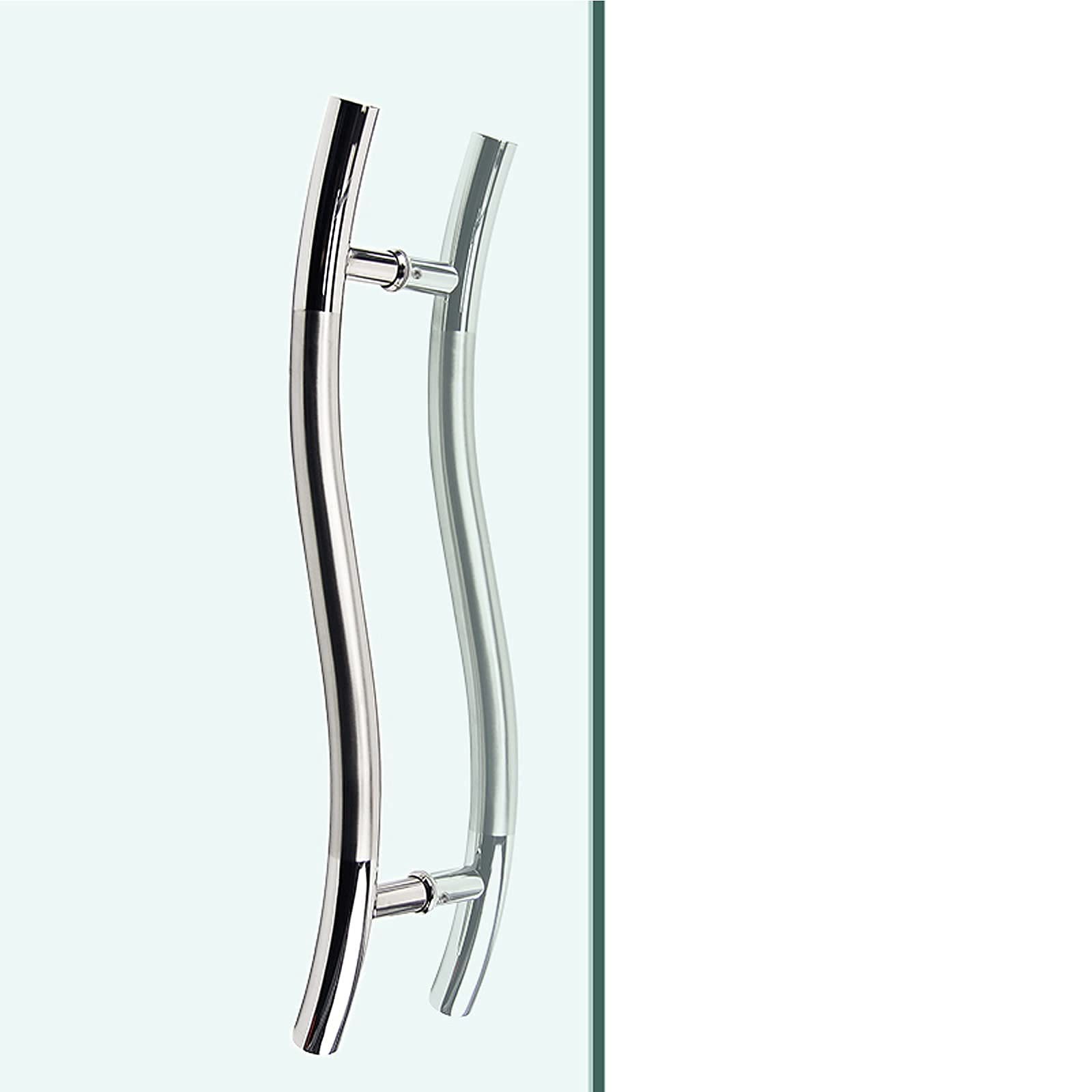 FMOGE Type S Stainless Steel Commercial Door Handle - 600mm & 400mm Silver Push Pull Handles for Glass Doors - Modern Durable Hardware for Office, Restaurant, and Retail Store Entrances