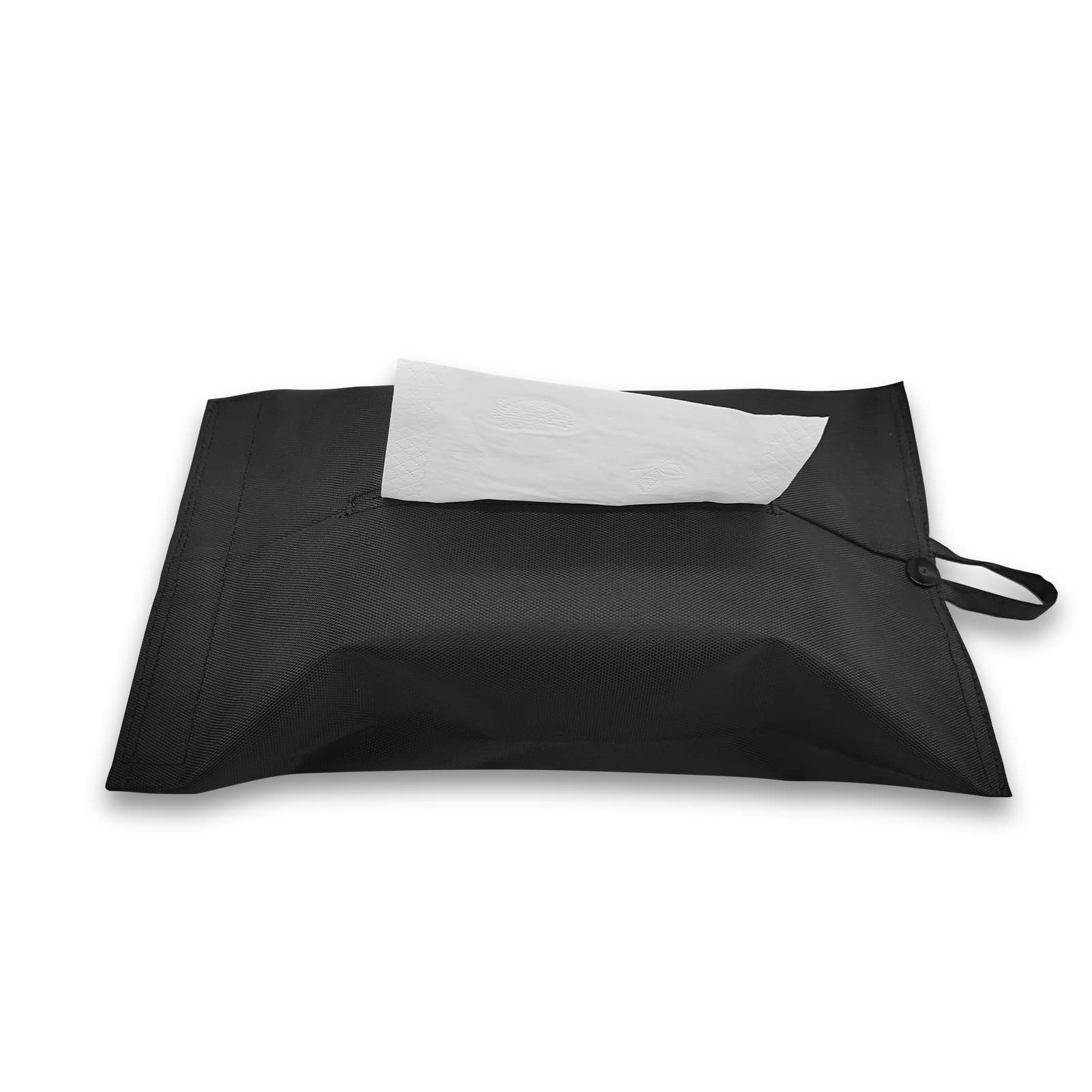 Kakaforsa Black Toilet Paper Holder & Travel Napkin Organizer - Reusable Cloth Tissue Box Cover with Hanging Hook for Car, Home, Office Desk | Perfect for Bathroom, Kitchen, Vehicle & Workspace Organization