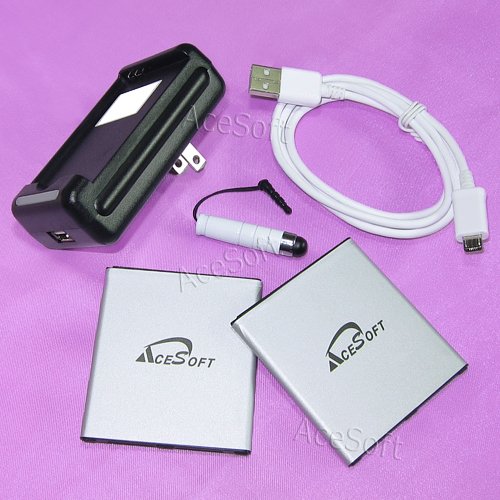 High Power Samsung Galaxy On5 Battery Kit [2 Batteries + 1 Charger] 3500mAh Extended Li-ion Slim Batteries with Travel Charger & Cable - Compatible with T-Mobile Samsung Galaxy On5 G550T - Perfect for Travel, Work & Emergency Backup Power