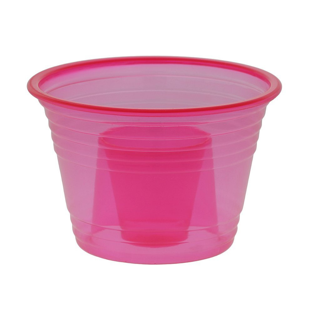 Zappy 50 Neon Red Jager Bomb Cups - Disposable Plastic Party Double Shot Glasses for Mixed Shots and Jagerbombs (50 Count) - Perfect for Bar Nights, College Parties, and Cocktail Events
