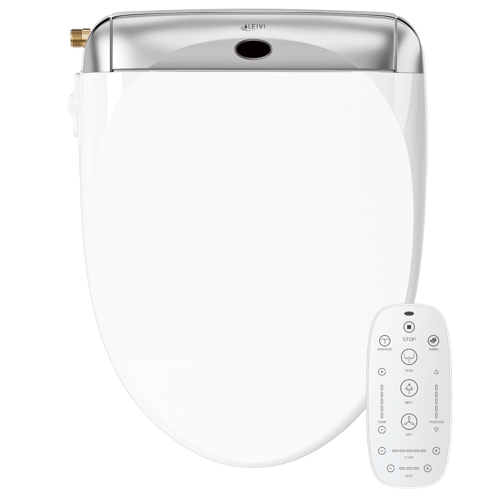 LEIVI Smart Bidet Toilet Seat with Wireless Remote - Adjustable Heated Seat, Warm Water & Air Dryer, Auto LED Nightlight - 5 Spray Modes for Ultimate Comfort - Perfect for Modern Bathrooms & Elderly Care