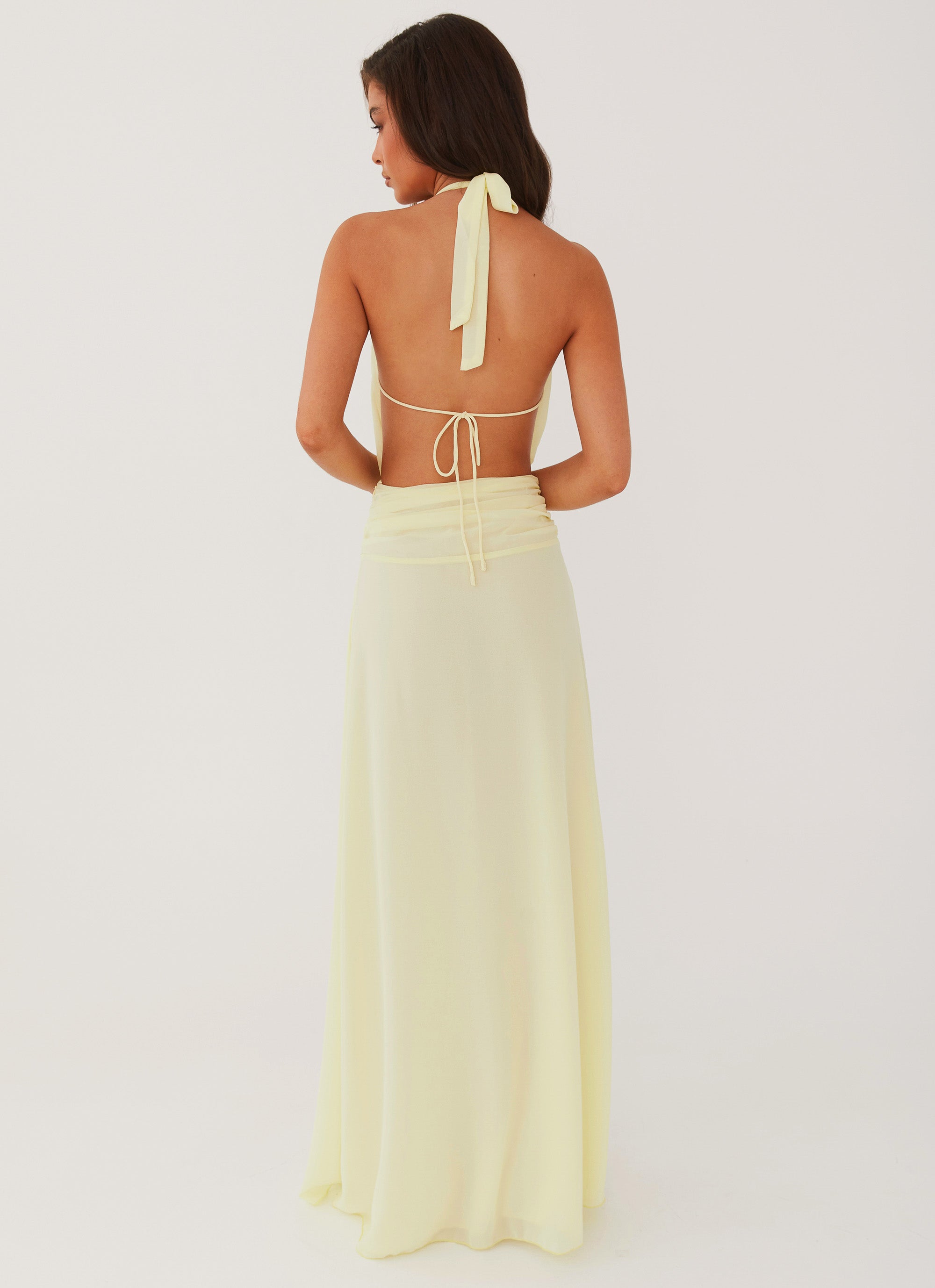 Elegant Elysia Chiffon Maxi Dress in Lemon Yellow - Perfect for Summer Weddings, Beach Vacations & Special Occasions