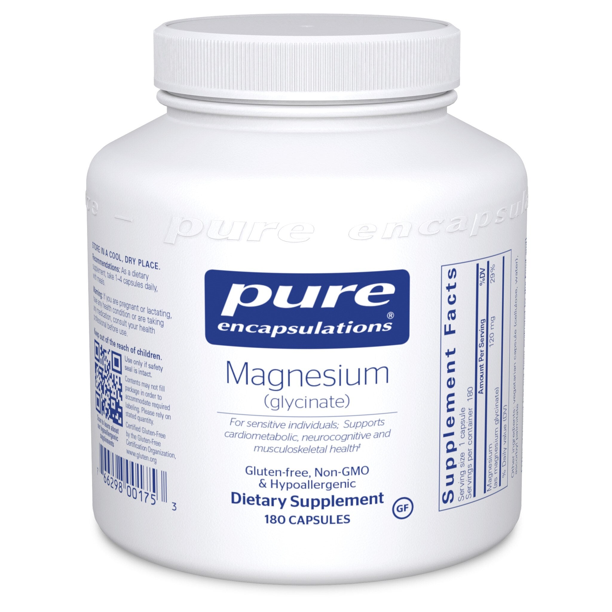Pure Encapsulations Magnesium Glycinate Supplement - High Absorption Magnesium for Stress Relief, Sleep Support & Muscle Relaxation - Vegan, Non-GMO - Perfect for Nighttime Relaxation & Post-Workout Recovery