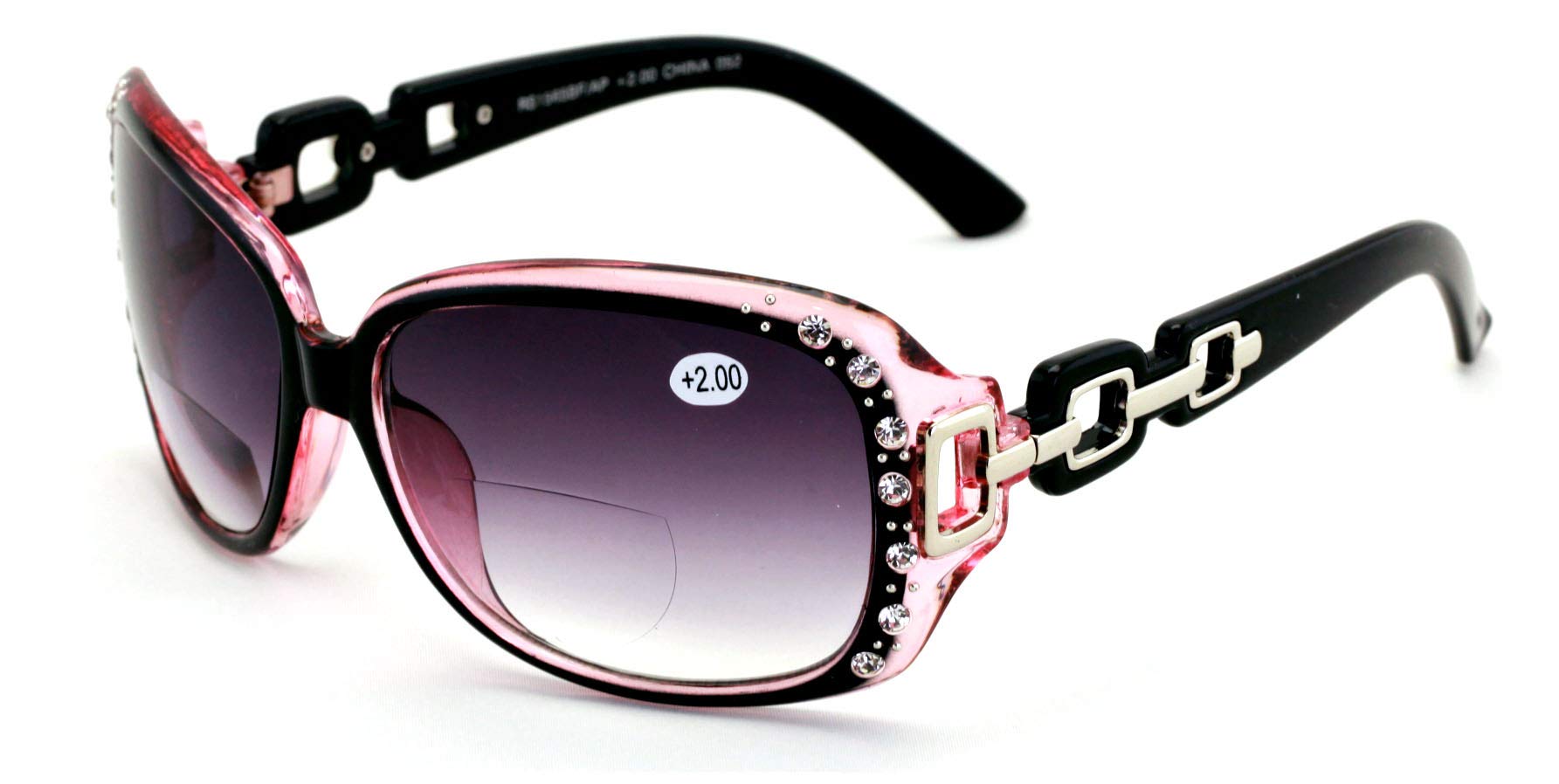 Oversized Rhinestone Bifocal Reading Sunglasses for Women - Vintage Style Reader Glasses for Outdoor Activities, Beach, Driving & Fashion Accessories