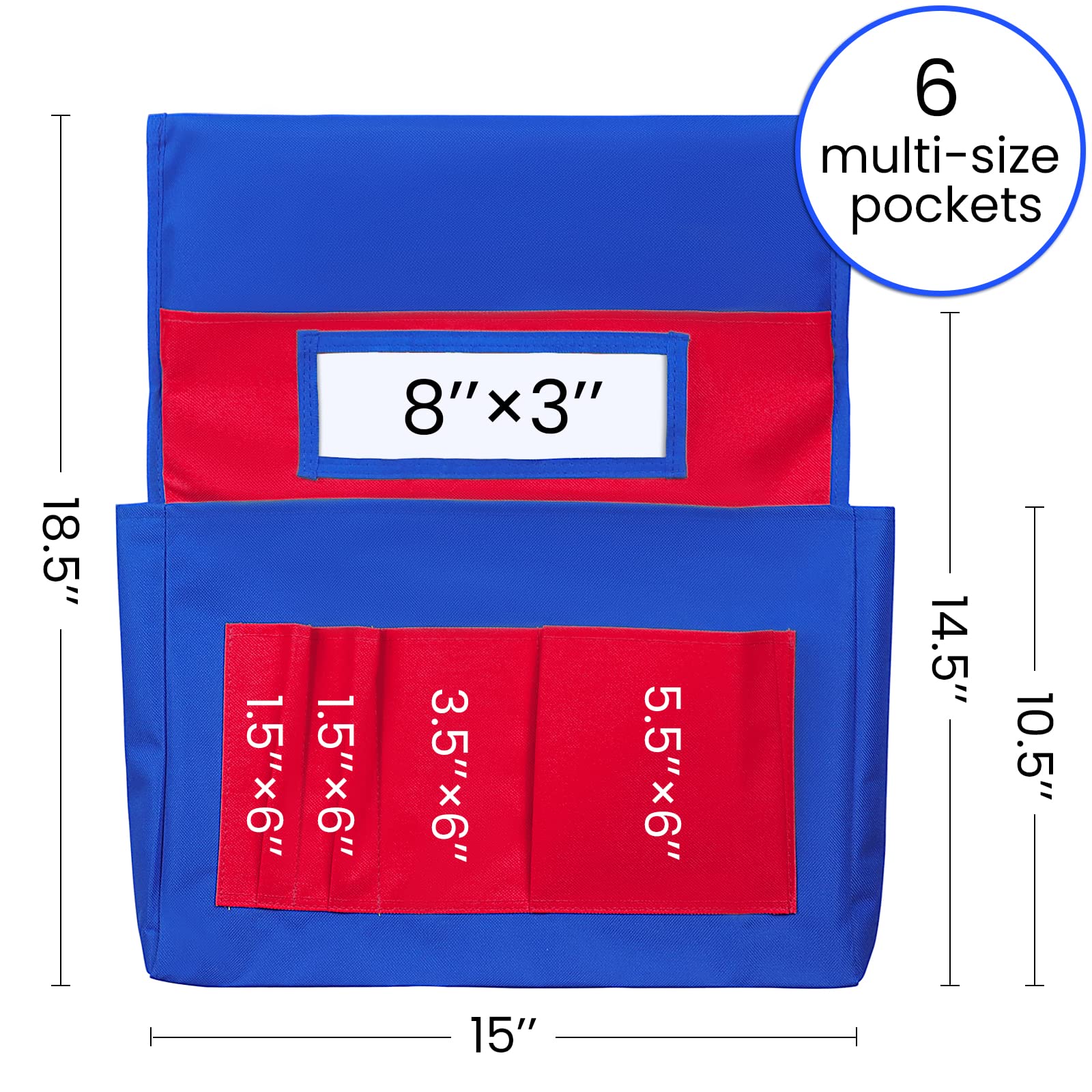 Godery Chairback Organizer - Canvas Seatback Storage Pocket for Home, Classroom & Team Use - Perfect for Kids, Teachers & Parents (Red) - Keep Books, Supplies & Essentials Handy