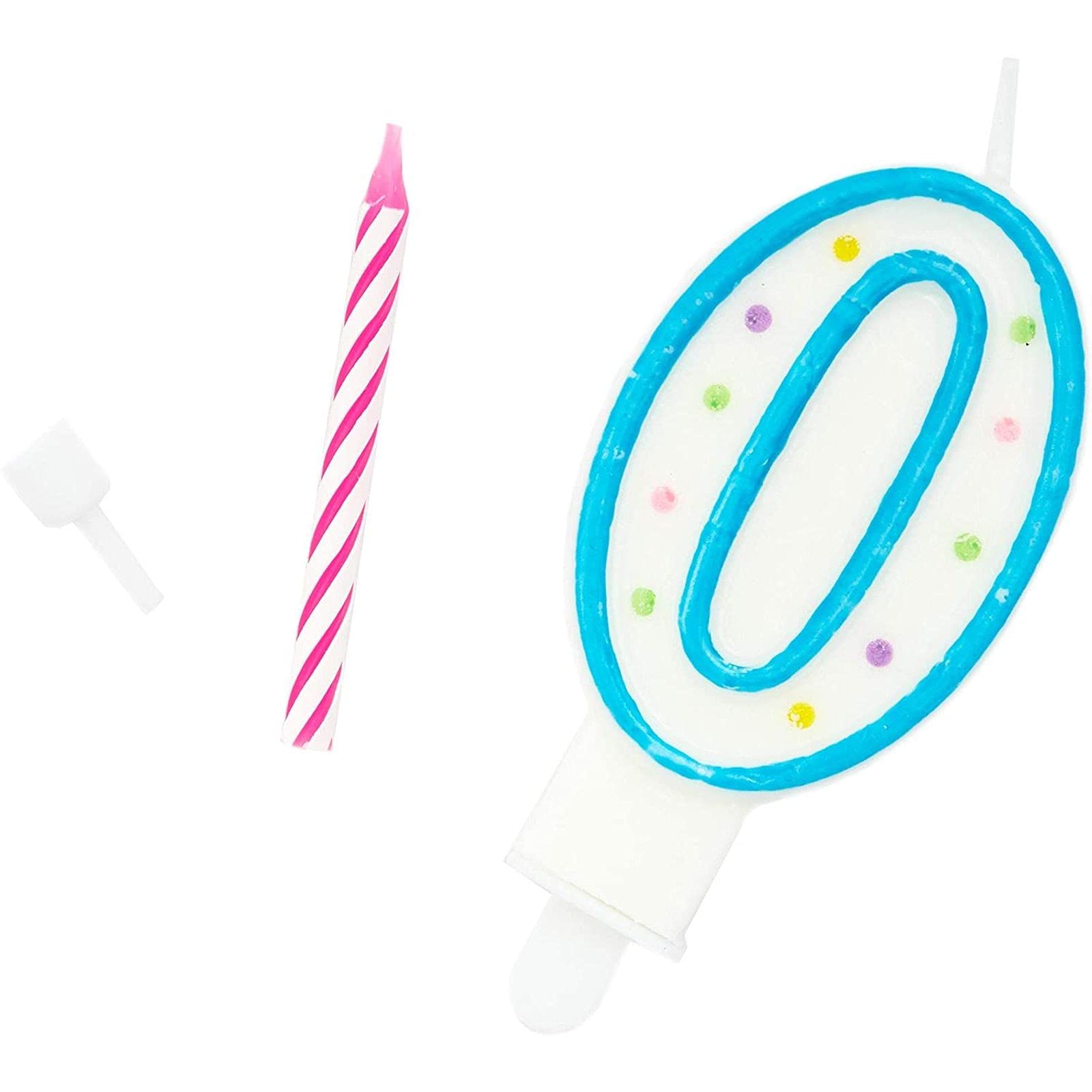 154-Piece Rainbow Striped Number Candles 0-9 - Cake Topper Decorations with Holders for Birthday Parties, Weddings & Celebrations - Perfect for DIY Cake Decorating and Festive Events