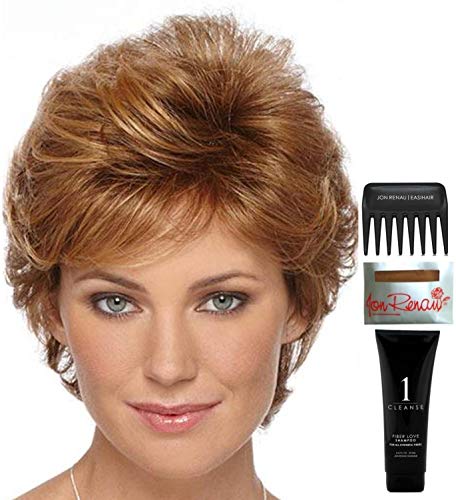Estetica Bundle - 5 Piece Wig Care Kit: Rebecca Synthetic Wig, Christy's Wigs Q&A Guide, 2oz Travel Size Wig Shampoo, Wig Cap & Wide Tooth Comb (Color R2/4) - Perfect for Daily Styling, Travel & Cosplay