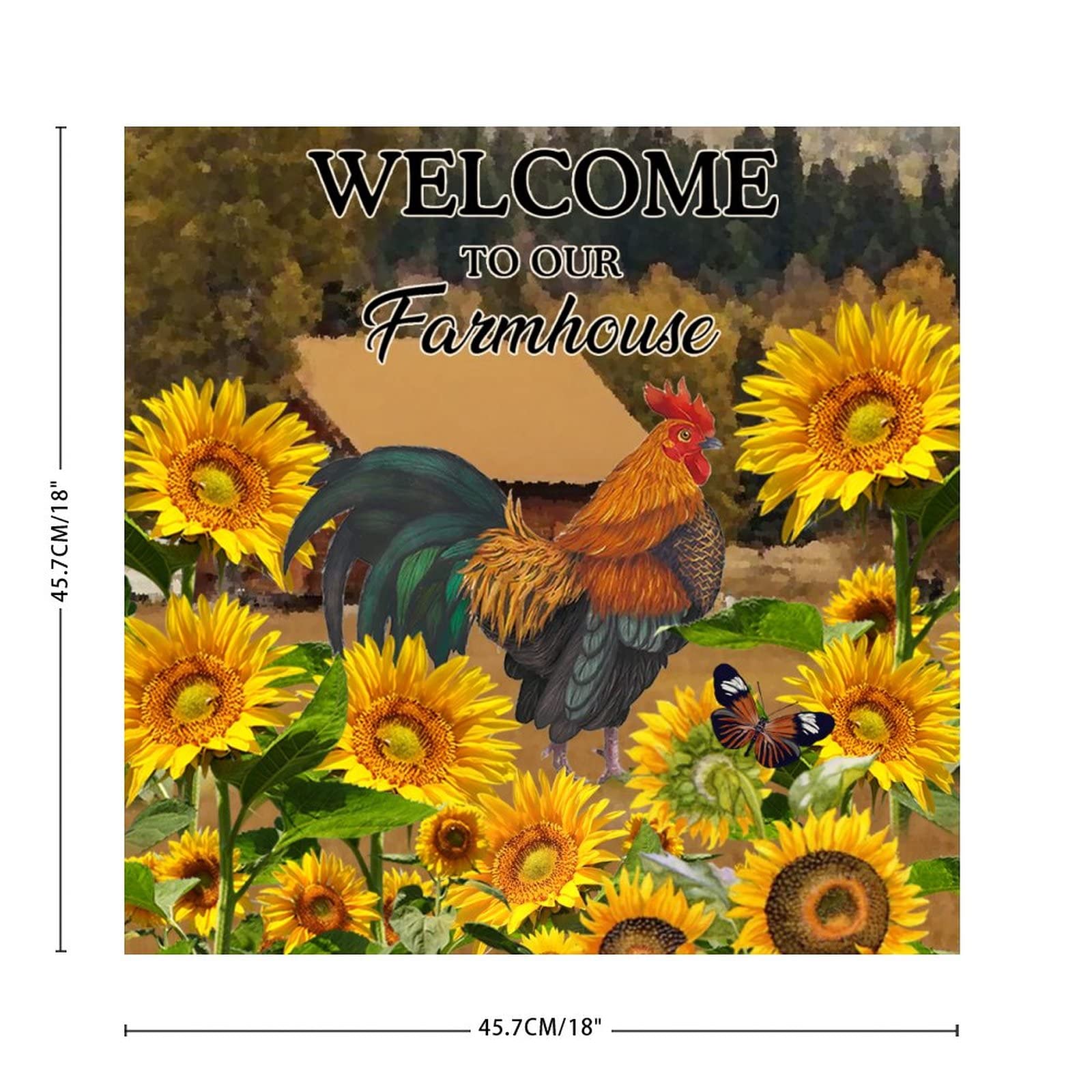 Farmhouse Vinyl Wall Quotes Stickers - Funny Welcome Sign with Rooster & Chicken Design - Bathroom, Kids Room, School & Mirror Decor - Peel & Stick Wall Art for Home & Office