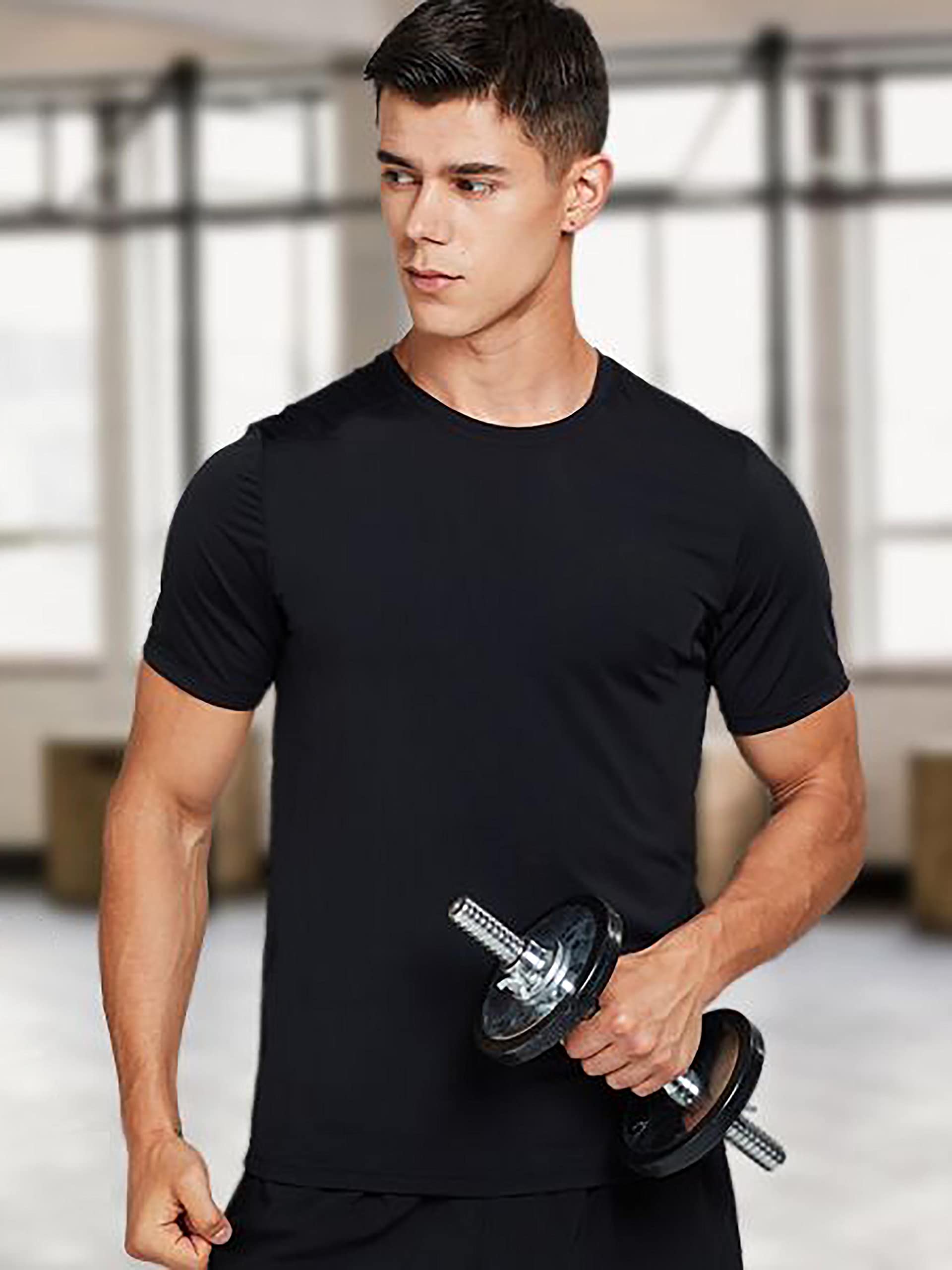 Men's Performance T-Shirt - Moisture Wicking Athletic Running Shirt, Breathable Short Sleeve Crewneck Sun Tee for Workout & Outdoor Activities | Hat and Beyond