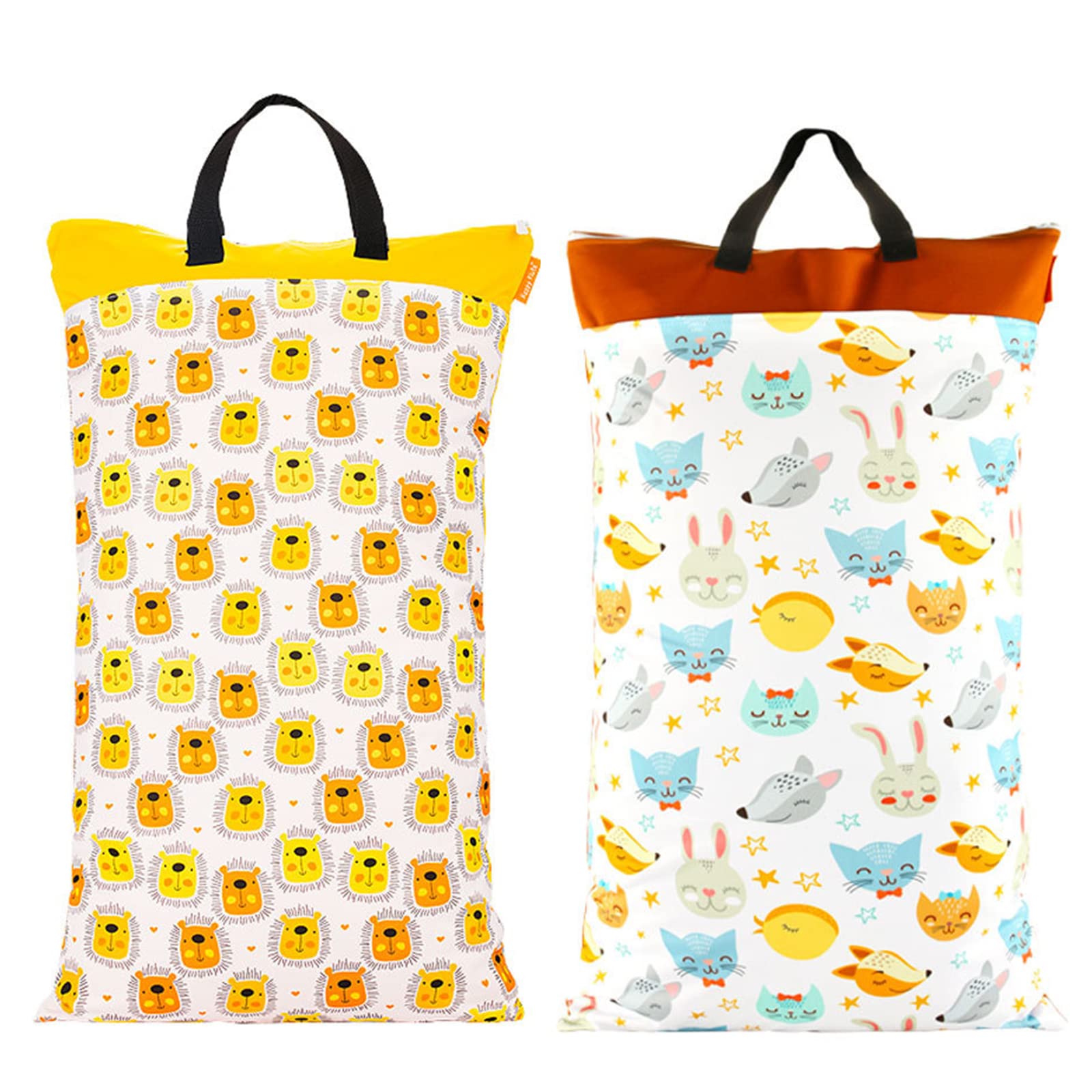 Lmbabter 2-Pack Wet Dry Bags for Baby Cloth Diapers - Waterproof Nappy Organizer Pouches & Diaper Tote (15.7x27.5in) - Perfect for Travel, Beach, Gym & Baby Essentials Storage (Style D)