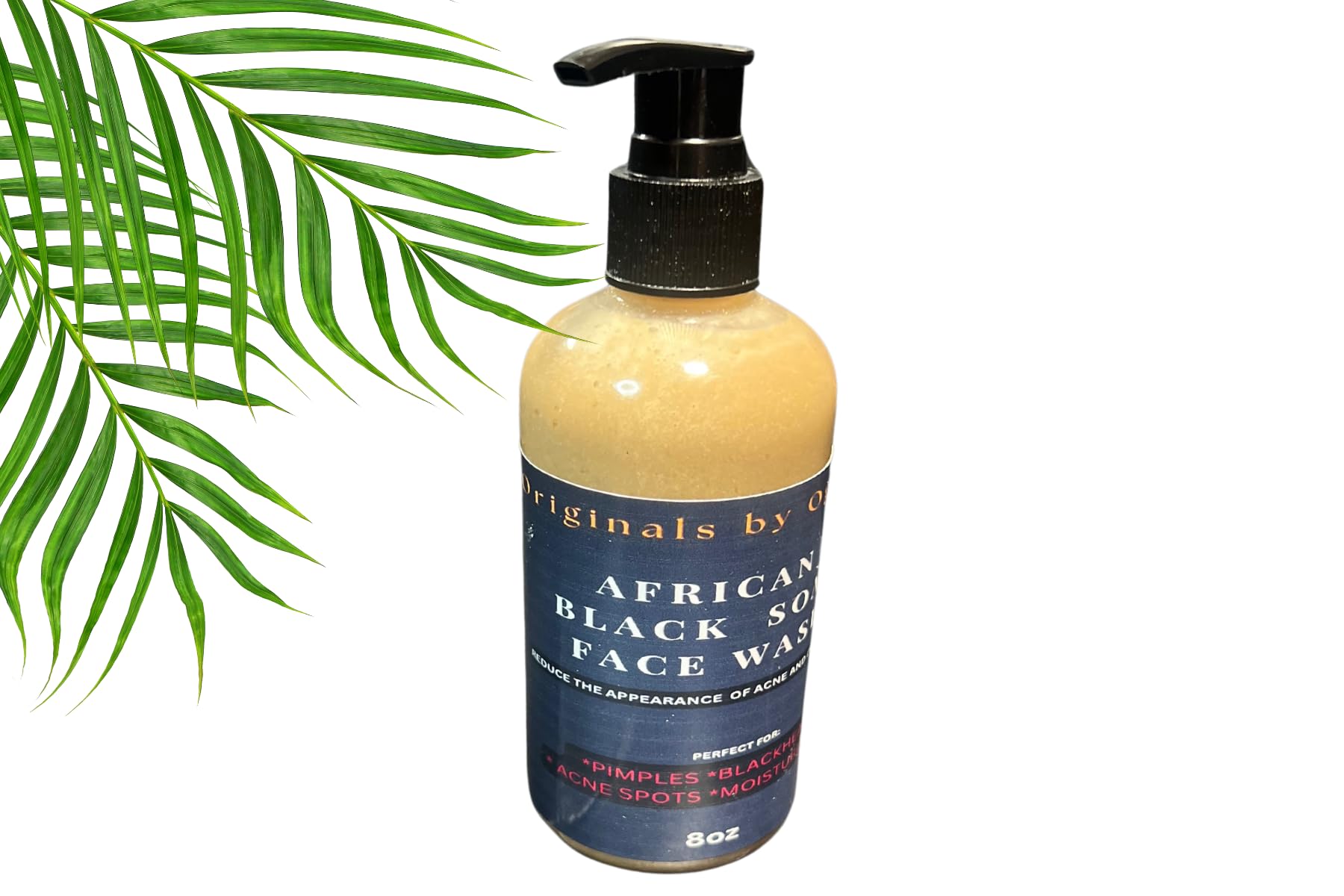 Organic African Black Soap Face Wash with Shea Butter - 8 oz Natural Facial Cleanser for Acne, Oily & Sensitive Skin - Daily Skincare & Makeup Remover for Clear Complexion