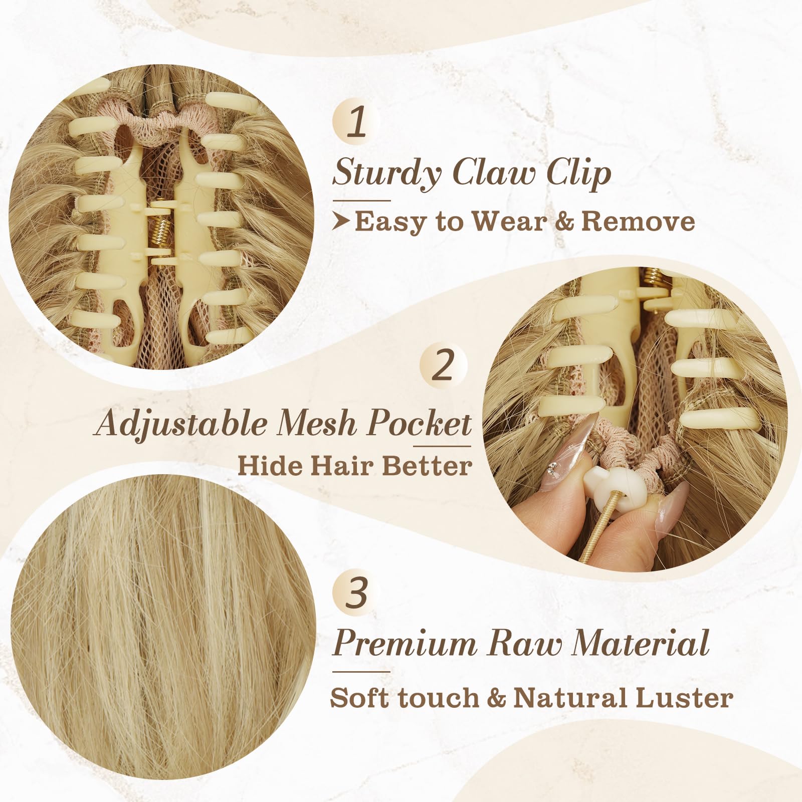 8 Inch Claw Clip Hair Bun Extension for Straight Hair - Perfect for Updos, Ponytails & Everyday Hairstyles