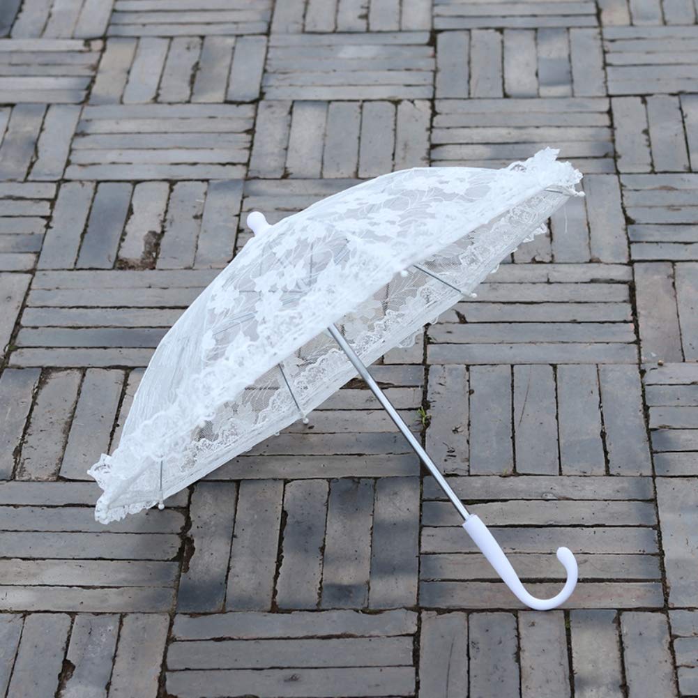 Elegant White Lace Wedding Umbrella with Rose Pattern - Handmade Bridal Accessory for Wedding Photography, Party Decor & Outdoor Ceremonies