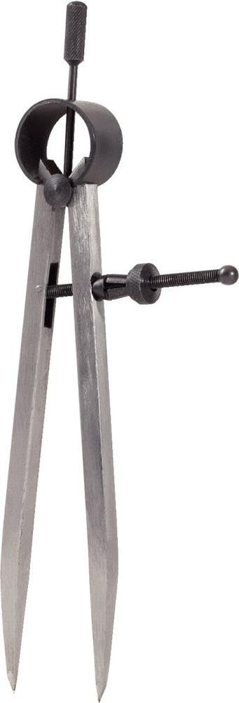 KS Tools 300.0404 - Spring-Loaded Divider Compass with Adjusting Nut, 190mm Radius - Perfect for Metalworking, Woodworking & Technical Drawing