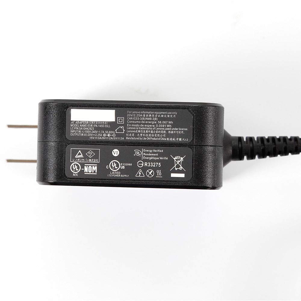 45W 20V 2.25A USB Type C Fast Charger Power Adapter - Compatible with Lenovo Yoga & ThinkPad Laptops - Perfect for Home, Office & Travel Charging Needs