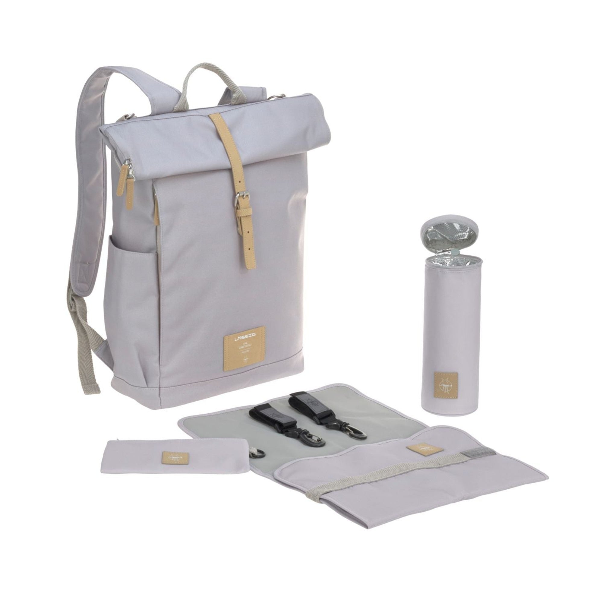 Lassig Green Label Rolltop Diaper Backpack - Waterproof Baby Bag for Travel & Daily Use - Stylish & Spacious Diaper Tote for Moms & Dads - Perfect for Daycare, Outings & Parenting Essentials