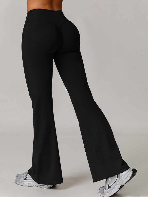 ZASUWA Women's High Waisted Flare Leggings - Solid Color Yoga Pants for Workout, Running & Casual Wear