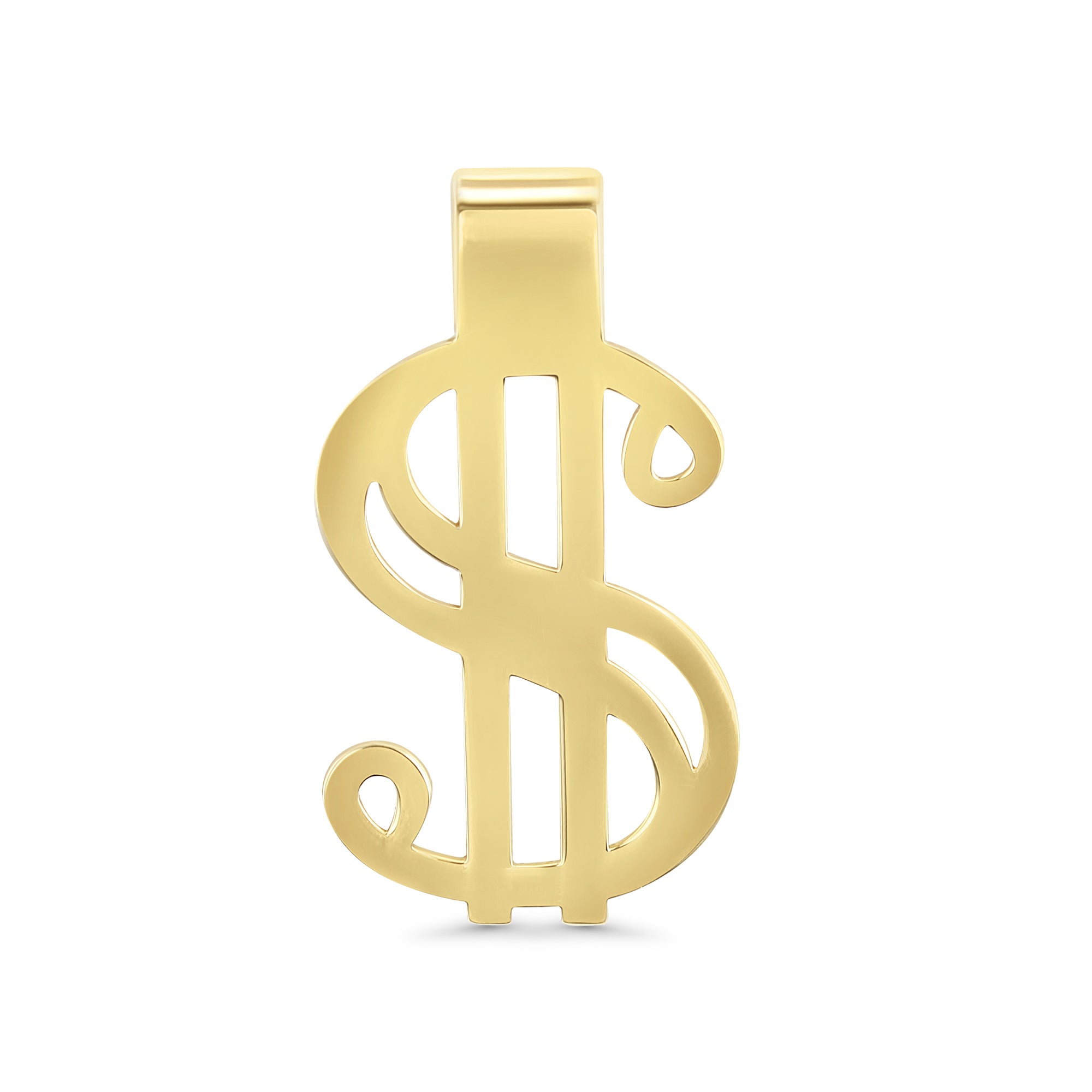 14K Yellow Gold Money Clip with Dollar Sign Symbol - Elegant & Secure Cash Holder for Men, Perfect for Weddings, Business Gifts & Everyday Use