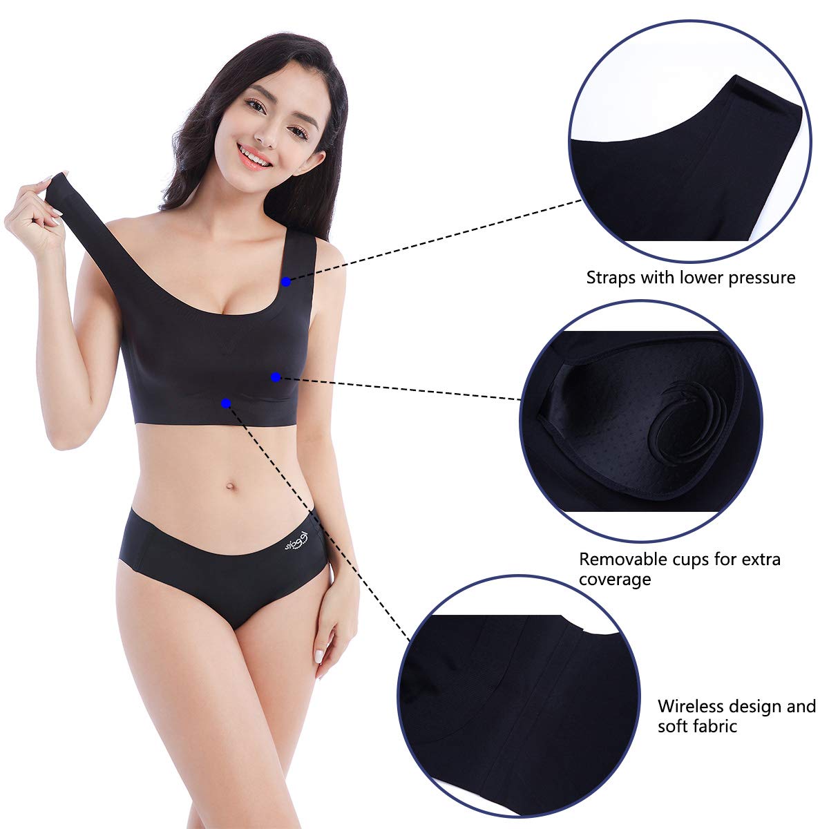 FEOYA Women's Plus Size Wireless Sleep Bra - Stretch Comfort Bralette for Sports & Lounge - Perfect for Yoga, Sleeping & Relaxation