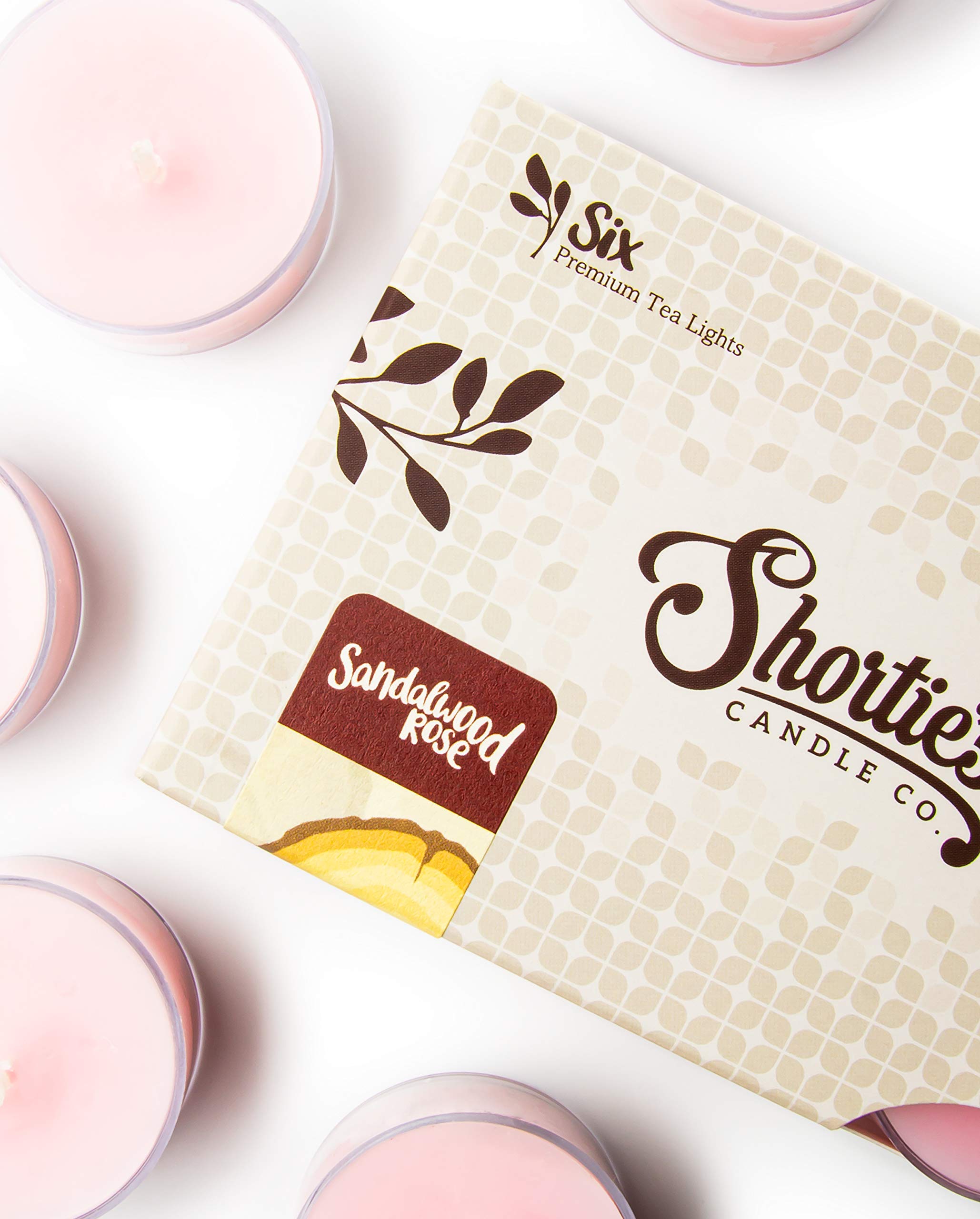Premium Sandalwood Rose Scented Tealight Candles - 6 Pack Pink Essential Oil Candles - Handmade in USA - Incense & Earth Collection - Perfect for Aromatherapy, Relaxation & Home Decor