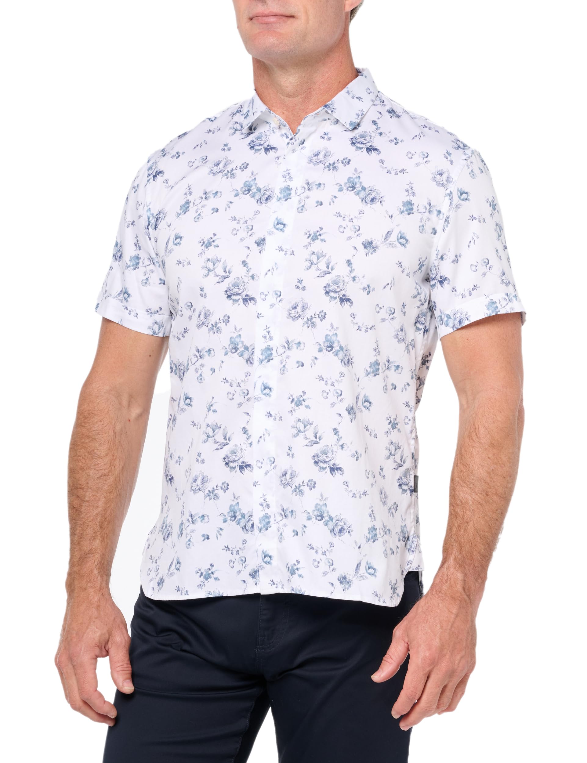 John Varvatos Men's Loren Shirt - Premium Long Sleeve Button Down Dress Shirt for Business & Casual Wear | Slim Fit Cotton Oxford Shirt for Office, Date Night & Special Occasions