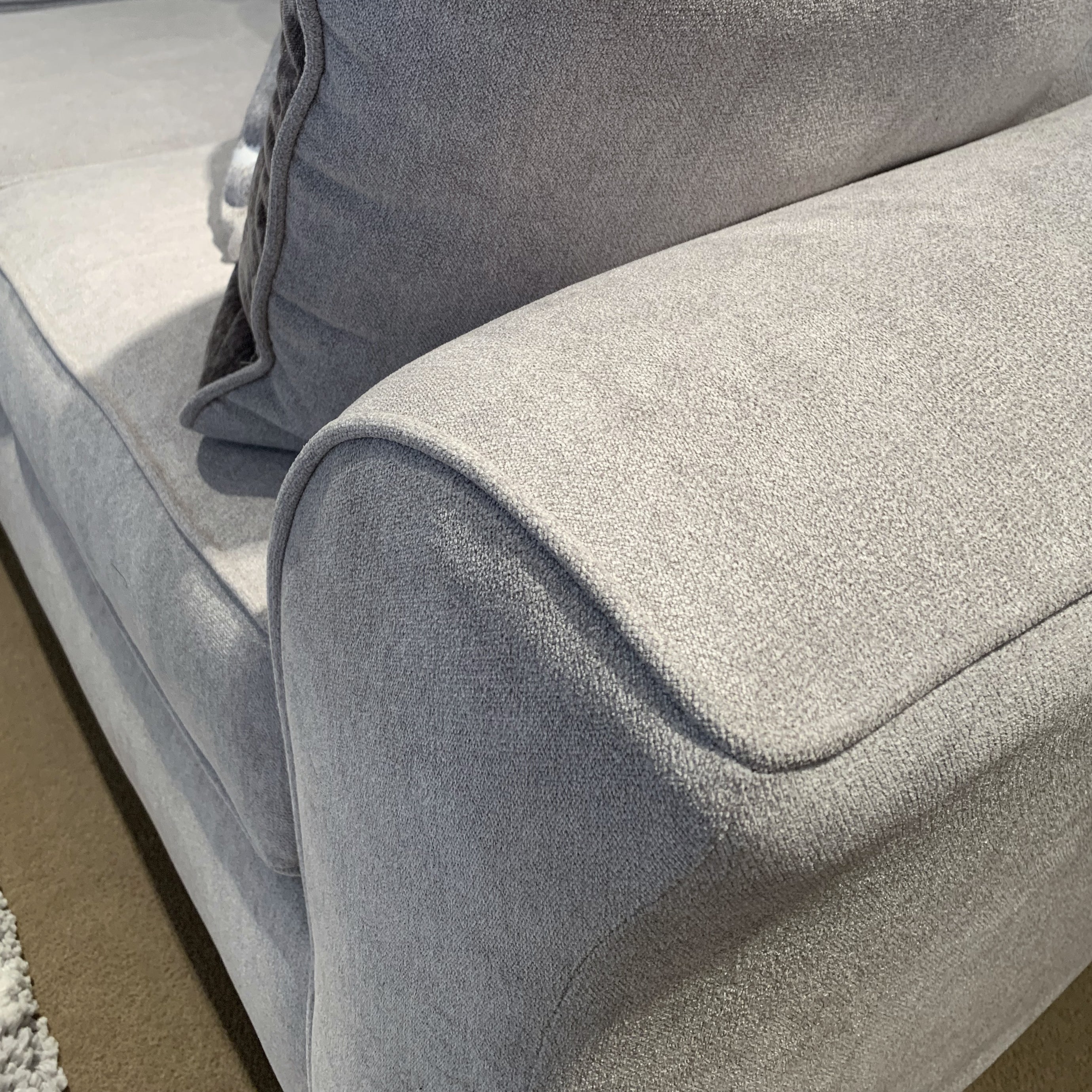 Camero Fabric Pillowback Loveseat in Silver - Modern Two-Seater Sofa for Living Room, Lounge & Small Spaces