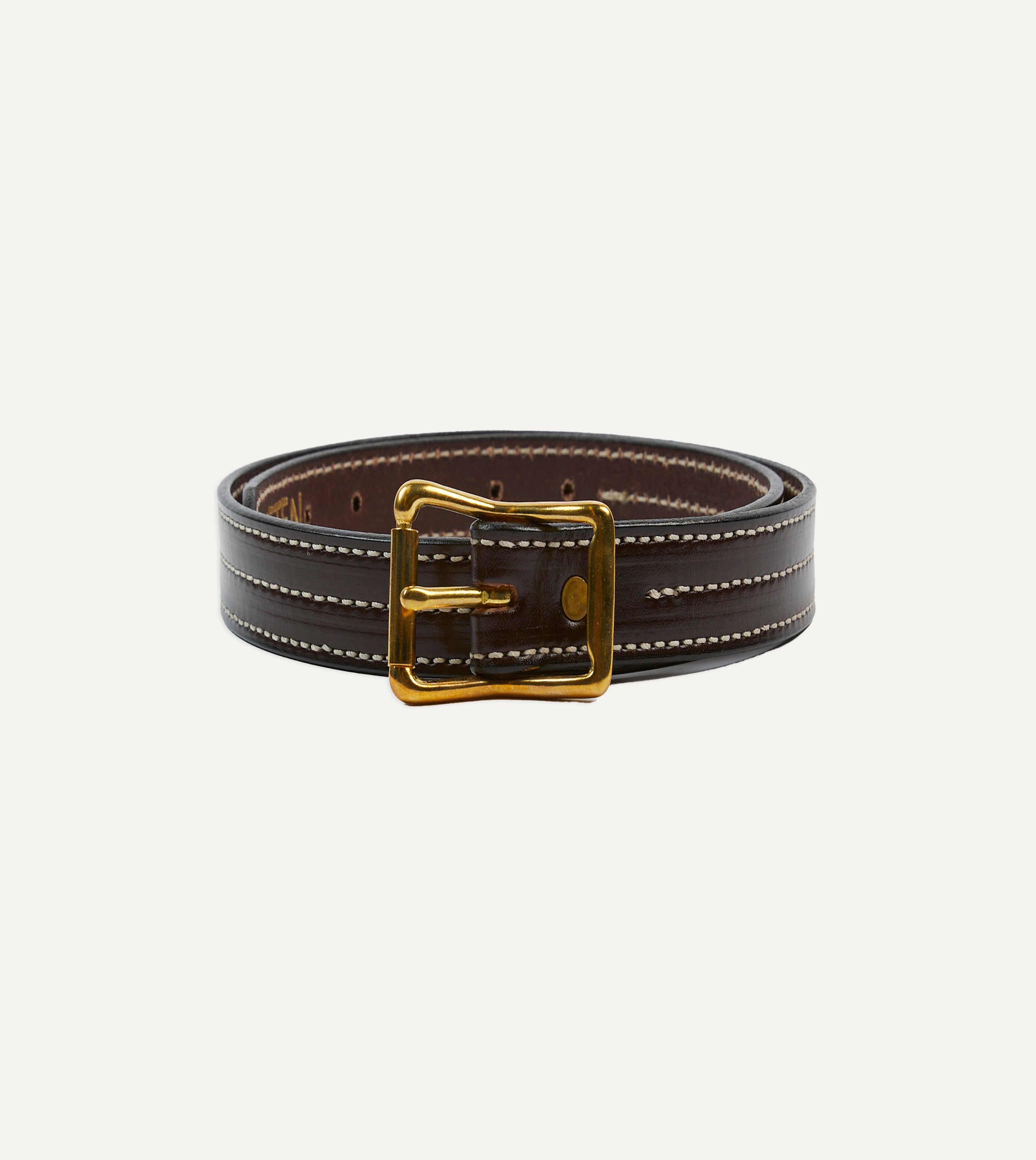 Yuketen Premium Dark Brown Triple Stitched Genuine Leather Belt for Men | Durable & Stylish Casual & Dress Wear Accessory