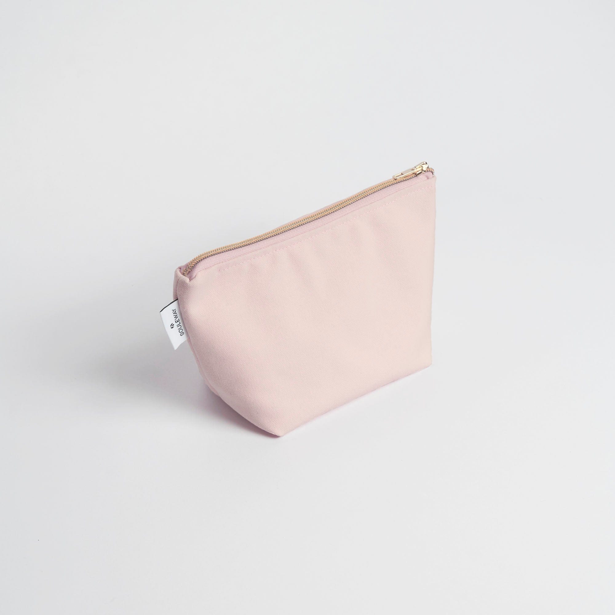 Natural Cotton Canvas Cosmetic Bag for Women - Blush Pink Makeup Pouch | Travel Organizer, Gym Essentials, Everyday Purse Accessory