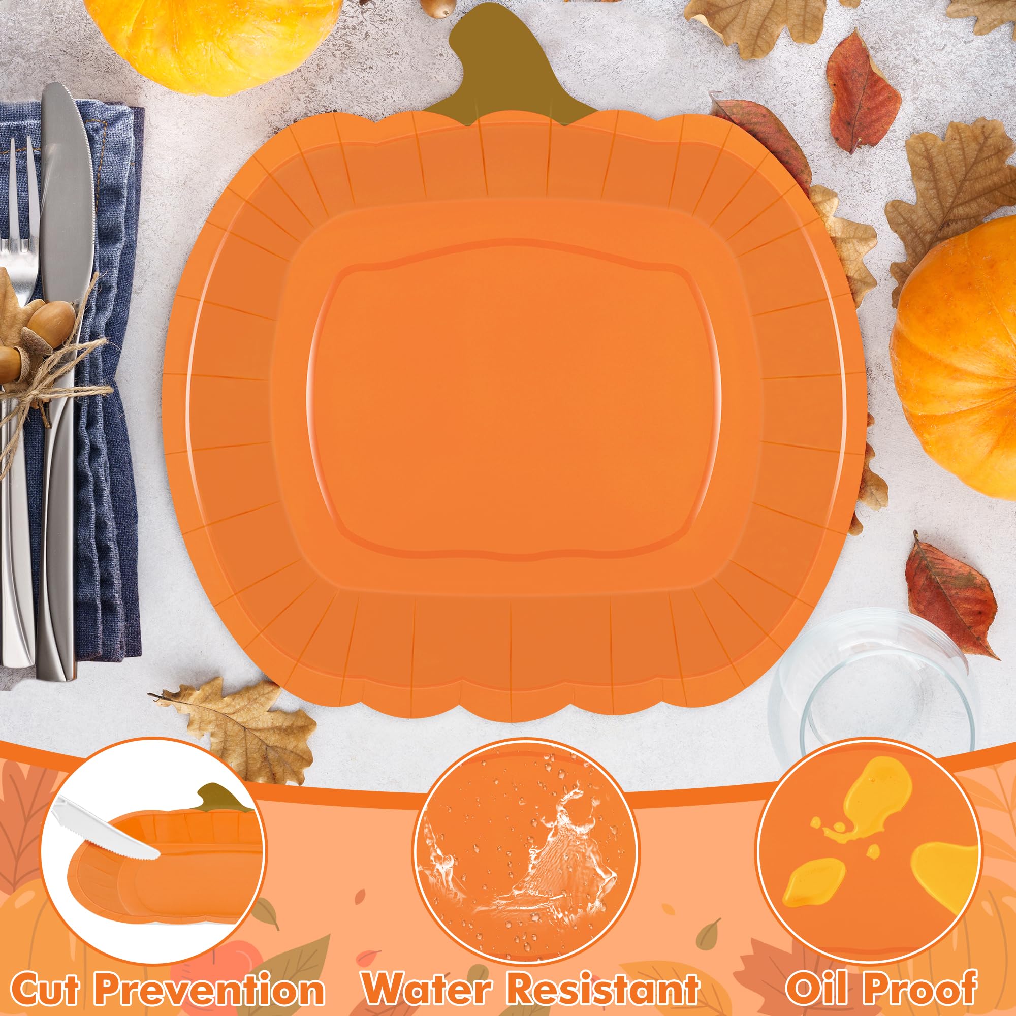 50 PCS Fall Paper Plates - 9.4