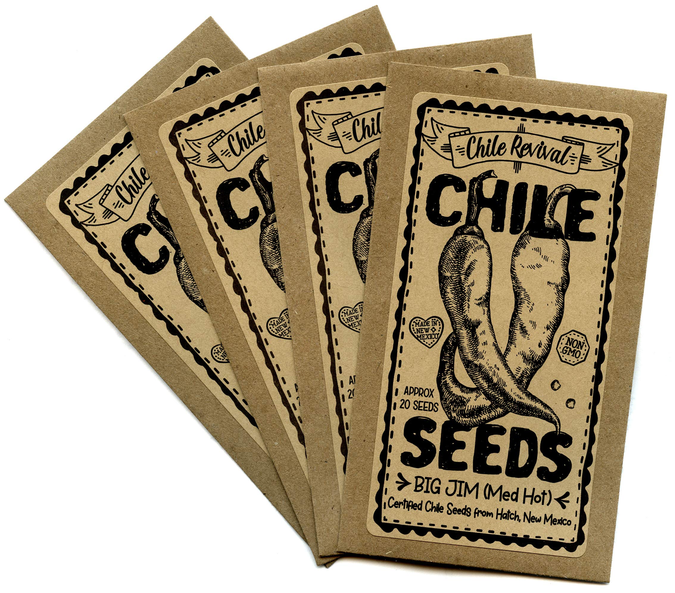 Hatch Chile Seeds from Chile Revival - 80 Seeds (4 Pack - One of Each Heat Level) for Home Gardening, Cooking & Spicy Recipes