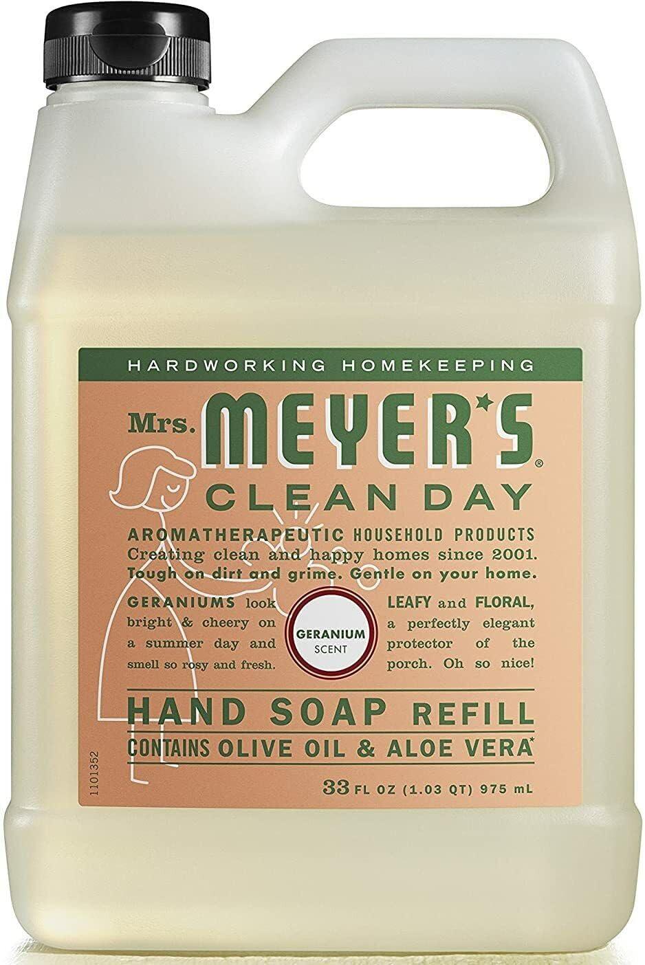 Clean Day Liquid Hand Soap Refill - 33 oz, Geranium Scent, 8 Pack | Antibacterial Hand Wash for Home, Kitchen & Bathroom | Eco-Friendly Soap Refill for Dispensers