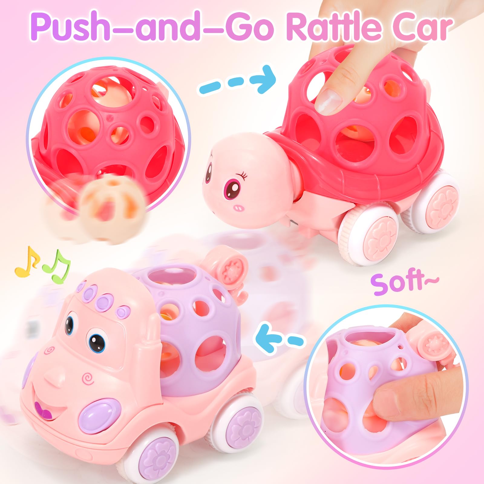 10-in-1 Montessori Bus Toy for Toddlers 1-2 Years Old - Educational Musical Sensory Learning Toys for Baby Girls 6-18 Months - Perfect First Birthday & Christmas Gift (Pink) - Great for Early Childhood Development & Playtime Learning