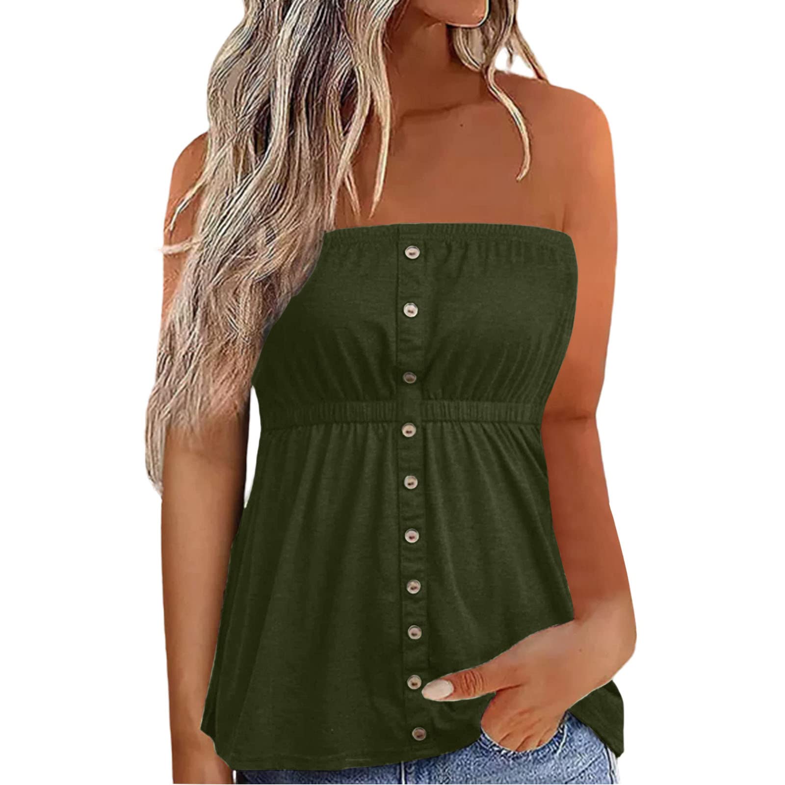 Plus Size Women's Casual Summer Wrap Tank Top - Solid Color Button Detail for Daily Wear, Beach Outings & Layering