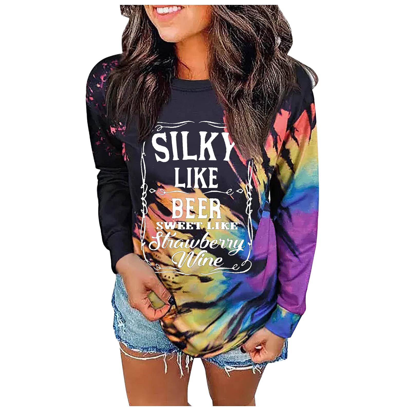 Women's Tie-Dye Pullover Sweatshirt | Reverse Rainbow Casual Hoodie | Soft Cotton Long Sleeve Shirt for Women | Perfect for Casual Wear, Street Style & Festival Outfits
