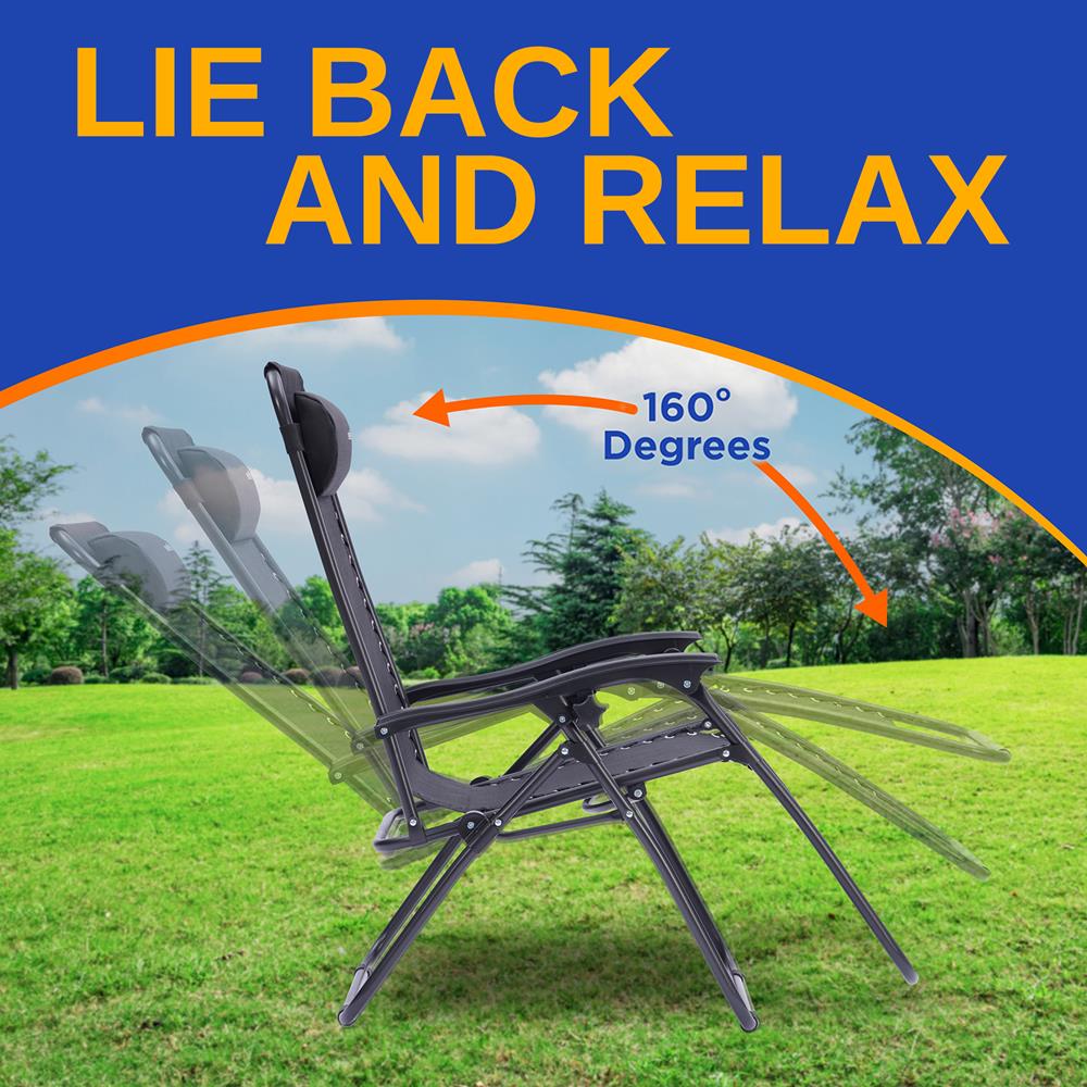 Premium Adjustable Zero Gravity Recliner Chair Set - Outdoor Patio, Poolside & Backyard Relaxation - Ergonomic Support for Ultimate Comfort
