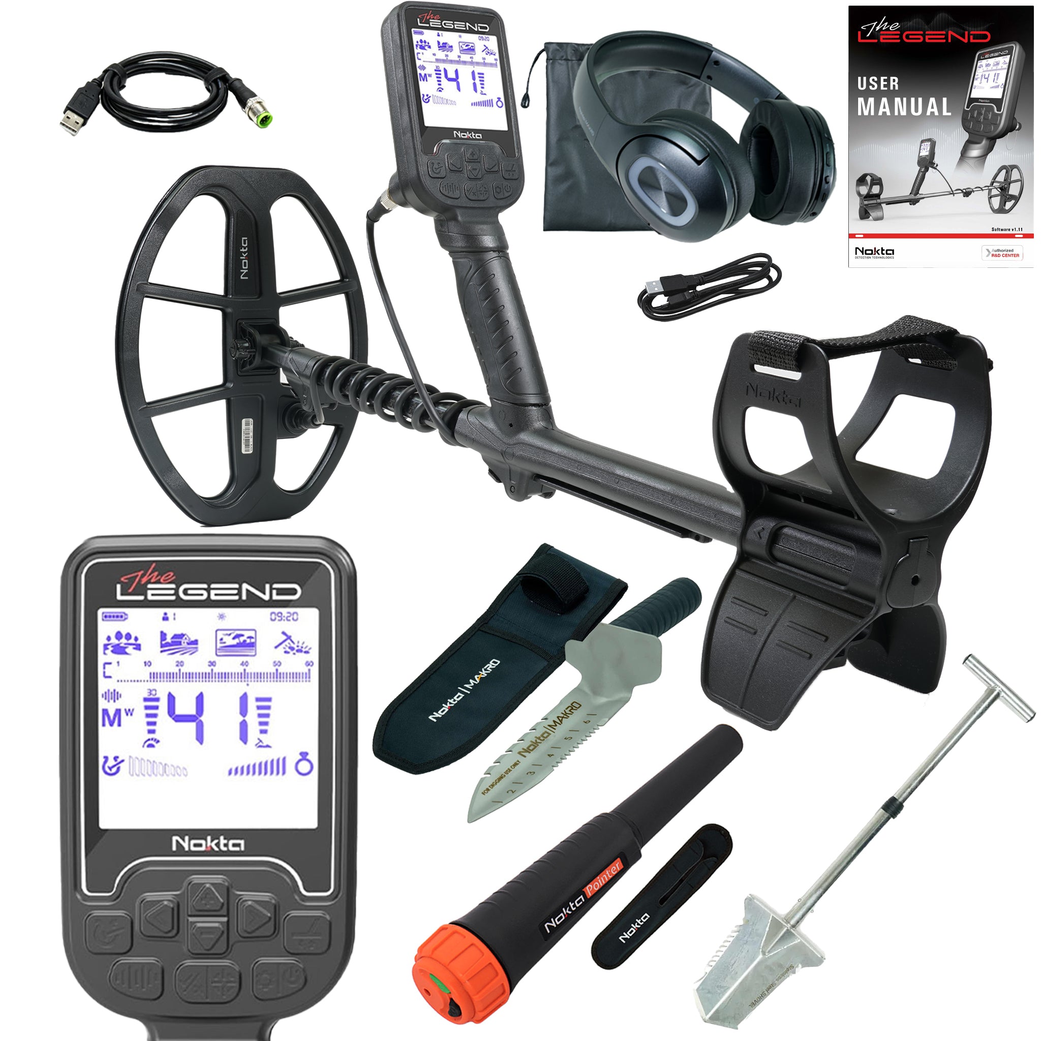 Nokta The Legend WHP Metal Detector with Wireless Headphones & LG30 12x9 Coil - Professional Metal Detecting Kit for Treasure Hunting, Beach, Gold Prospecting & Outdoor Adventures