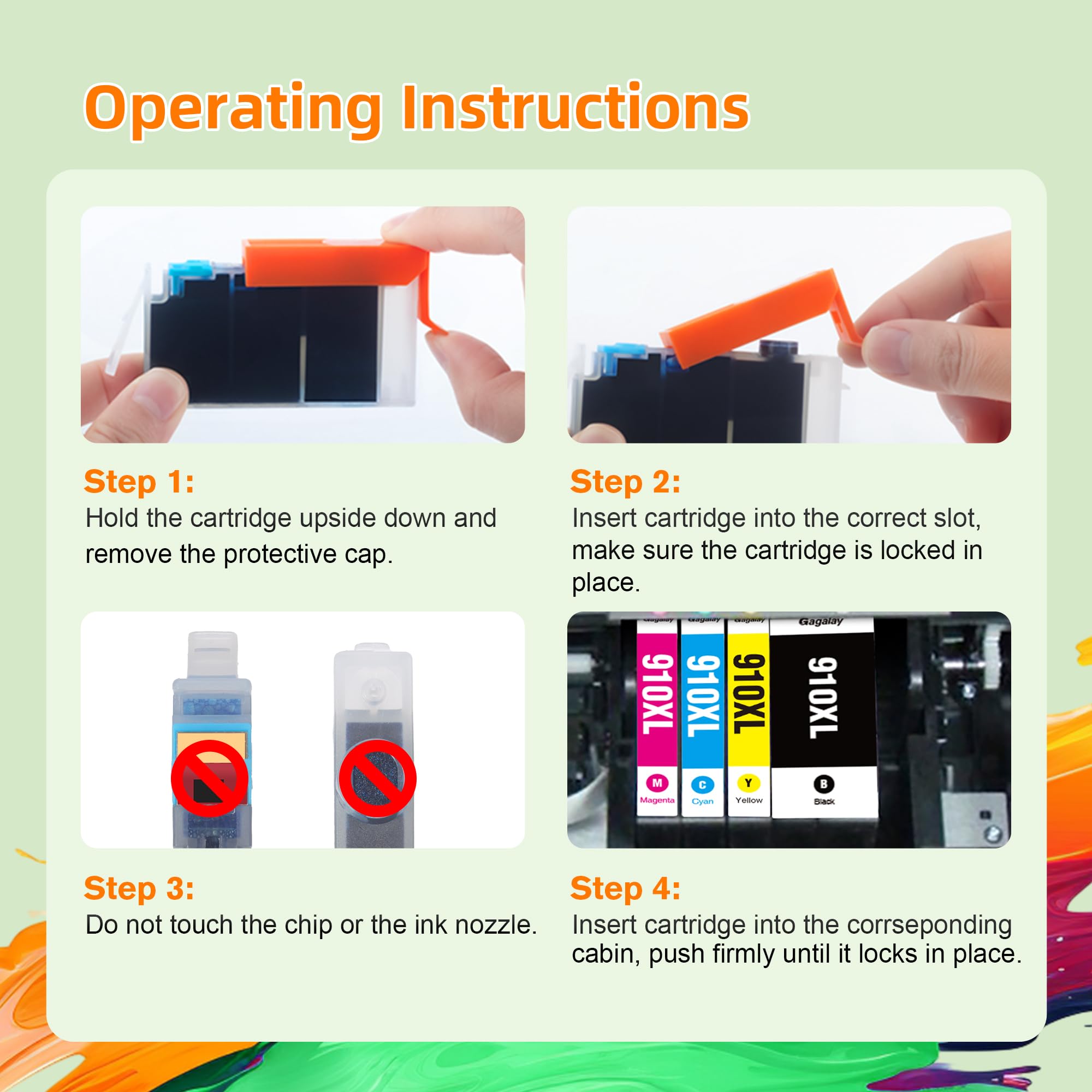 HP 910XL Ink Cartridges 4-Pack - Replacement for HP 910XL, Compatible with HP 8020, 8022, 8025, 8028, 8030 Printers - High Yield Printing for Home & Office Use