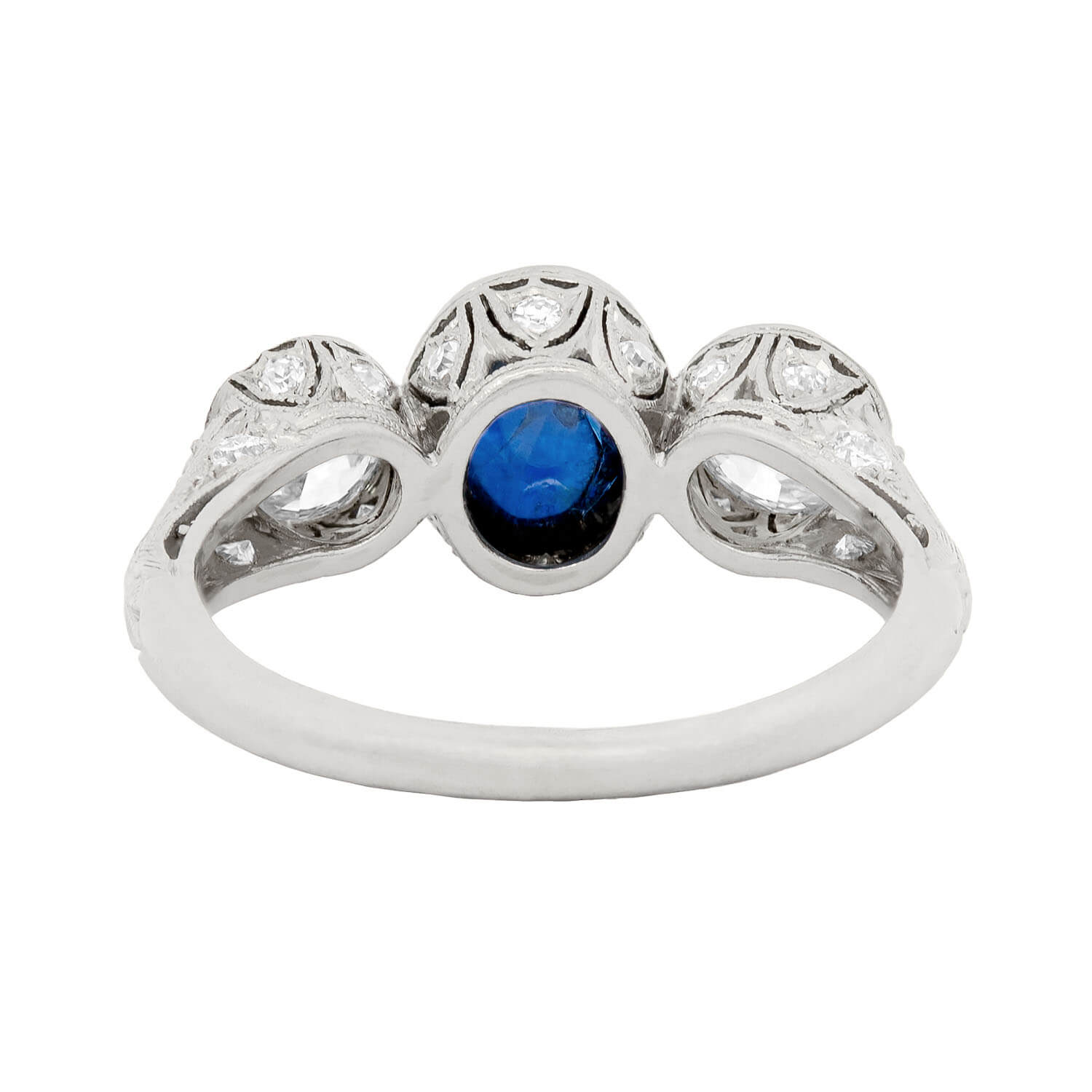 Exquisite Edwardian 3 Stone Platinum Ring with 1.50ct Sapphire & 1ctw Mine Cut Diamonds - Vintage Engagement Ring, Anniversary Gift for Her, Wedding Jewelry