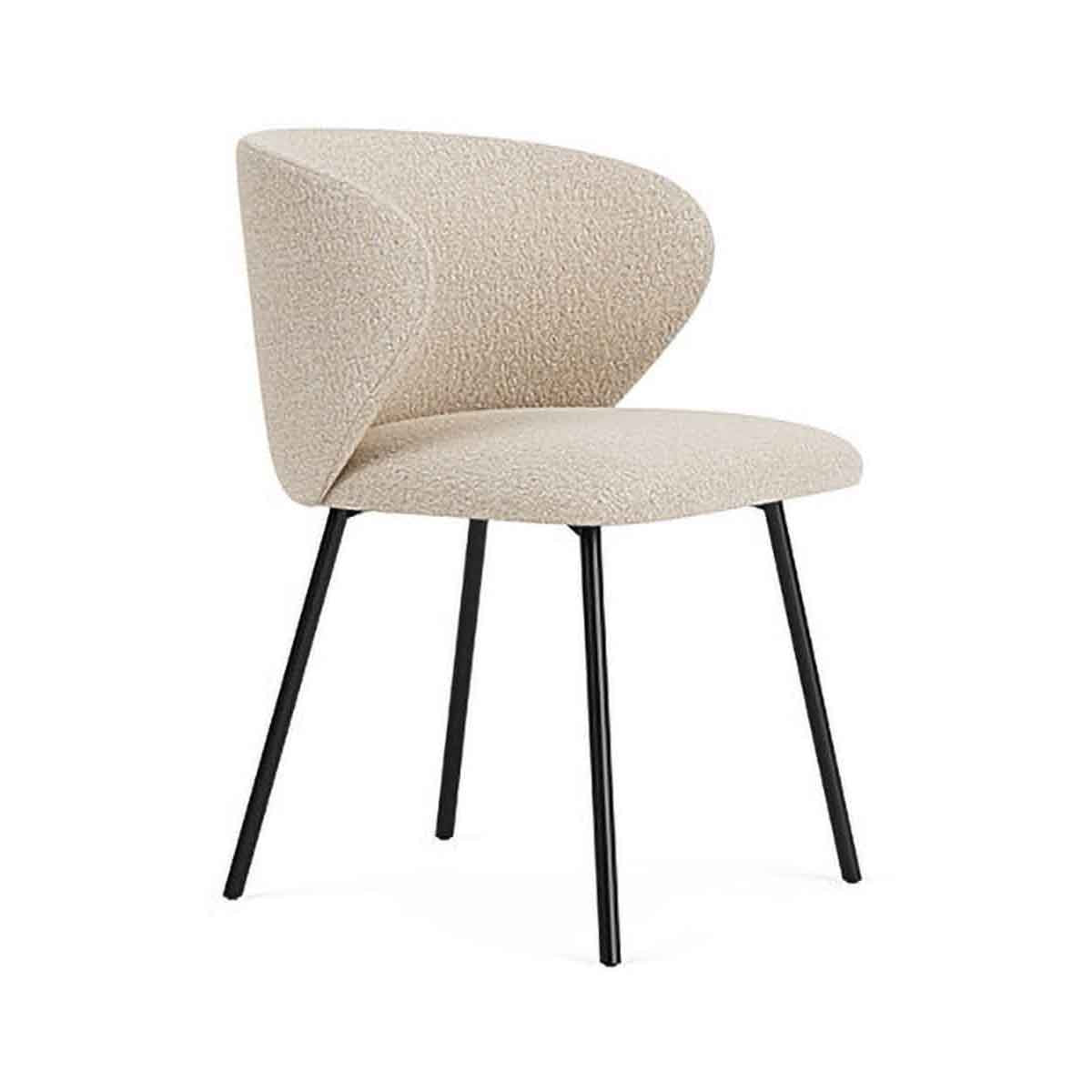 Ellie Boucle Dining Chair - Modern Upholstered Accent Chair for Kitchen, Dining Room, or Office - Soft Textured Fabric & Sturdy Wooden Legs - Perfect for Home Decor & Entertaining