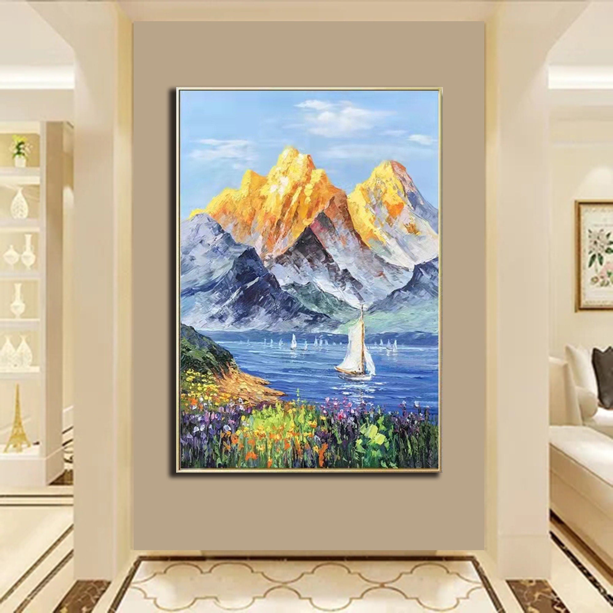 Golden Mountains Wall Art - Stunning Landscape Canvas Prints for Home & Office Decor - Perfect for Living Room, Bedroom, or Office Spaces