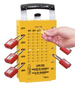 Master Lock 503YLW OSHA Approved Safety Lockout Tagout (LOTO) Box - Heavy Duty Group Lock Box for Industrial, Warehouse & Construction Safety Compliance