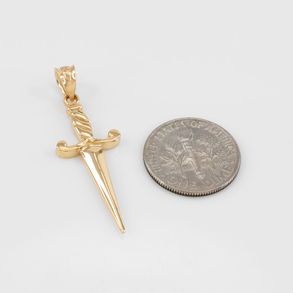 10K Yellow Gold Dagger Knife Charm Pendant Necklace for Men & Women - Trendy Gothic Jewelry Gift for Punk Rock Lovers, Perfect for Everyday Wear & Special Occasions