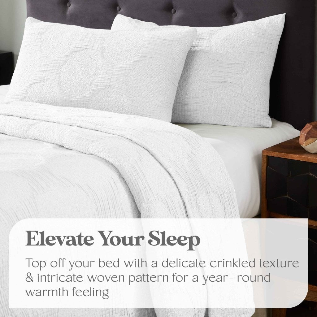 Tanta Cotton Medium Weight Crinkle Woven Coverlet - Soft & Breathable Bedspread for All Seasons | Perfect for Bedroom Decor, Guest Rooms & Cozy Home Styling